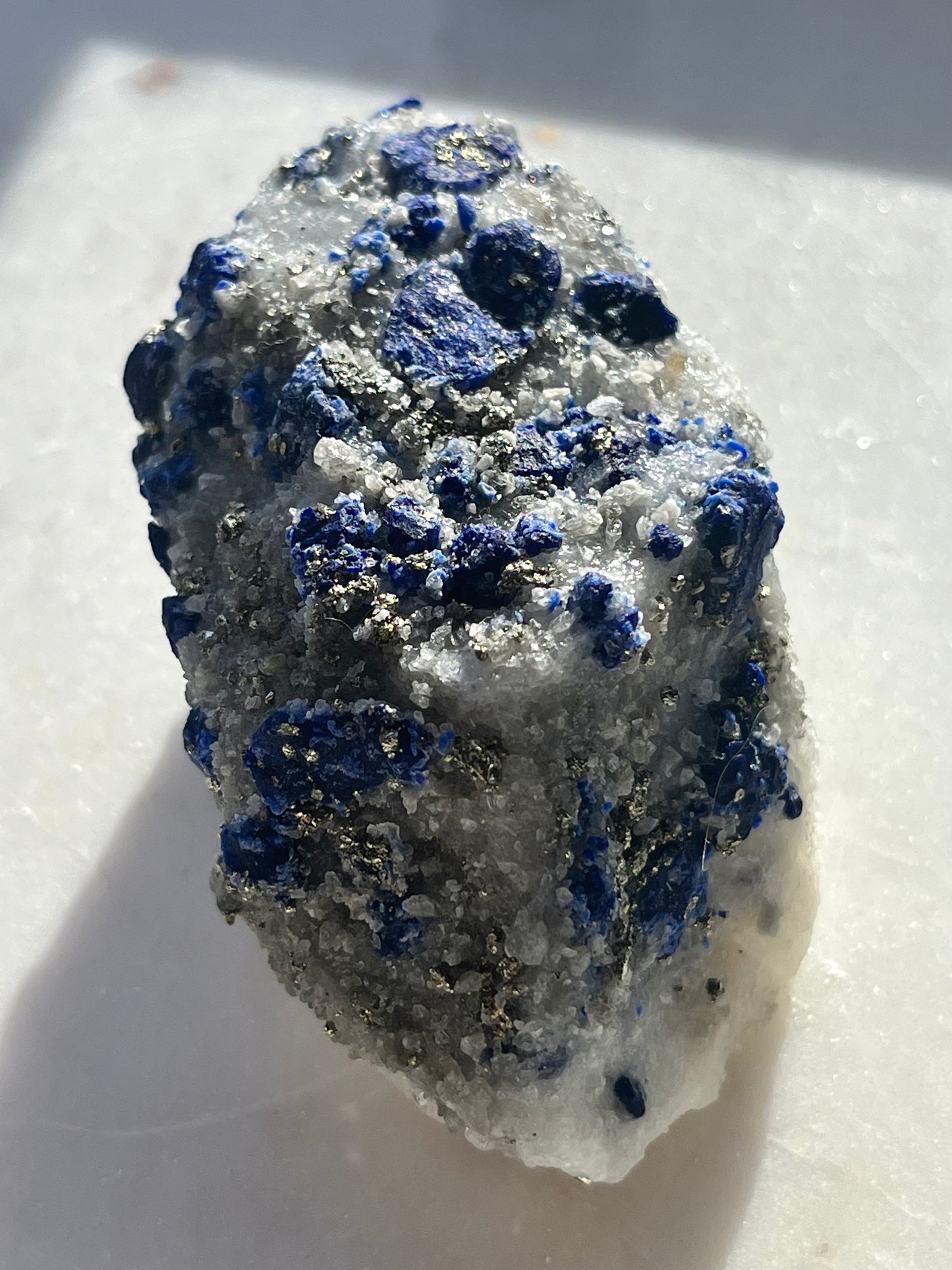 "Aureus" Lazurite, Calcite & Pyrite Specimen on Marble #16