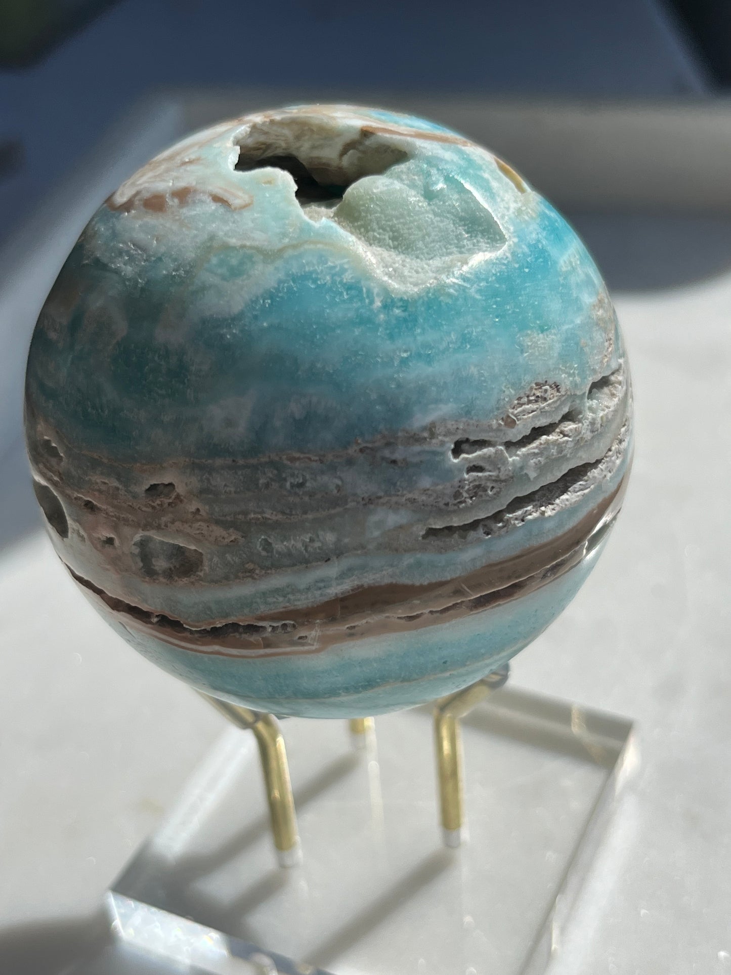 Polished Blue Aragonite Sphere #B