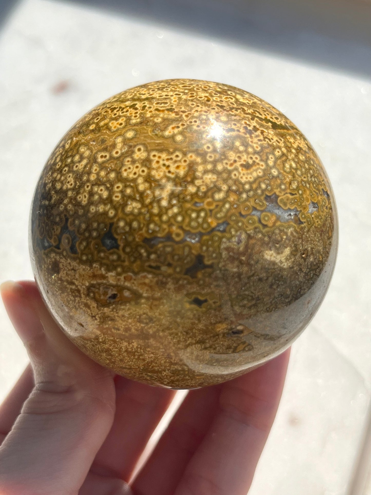 Yellow Orbicular Jasper Sphere
