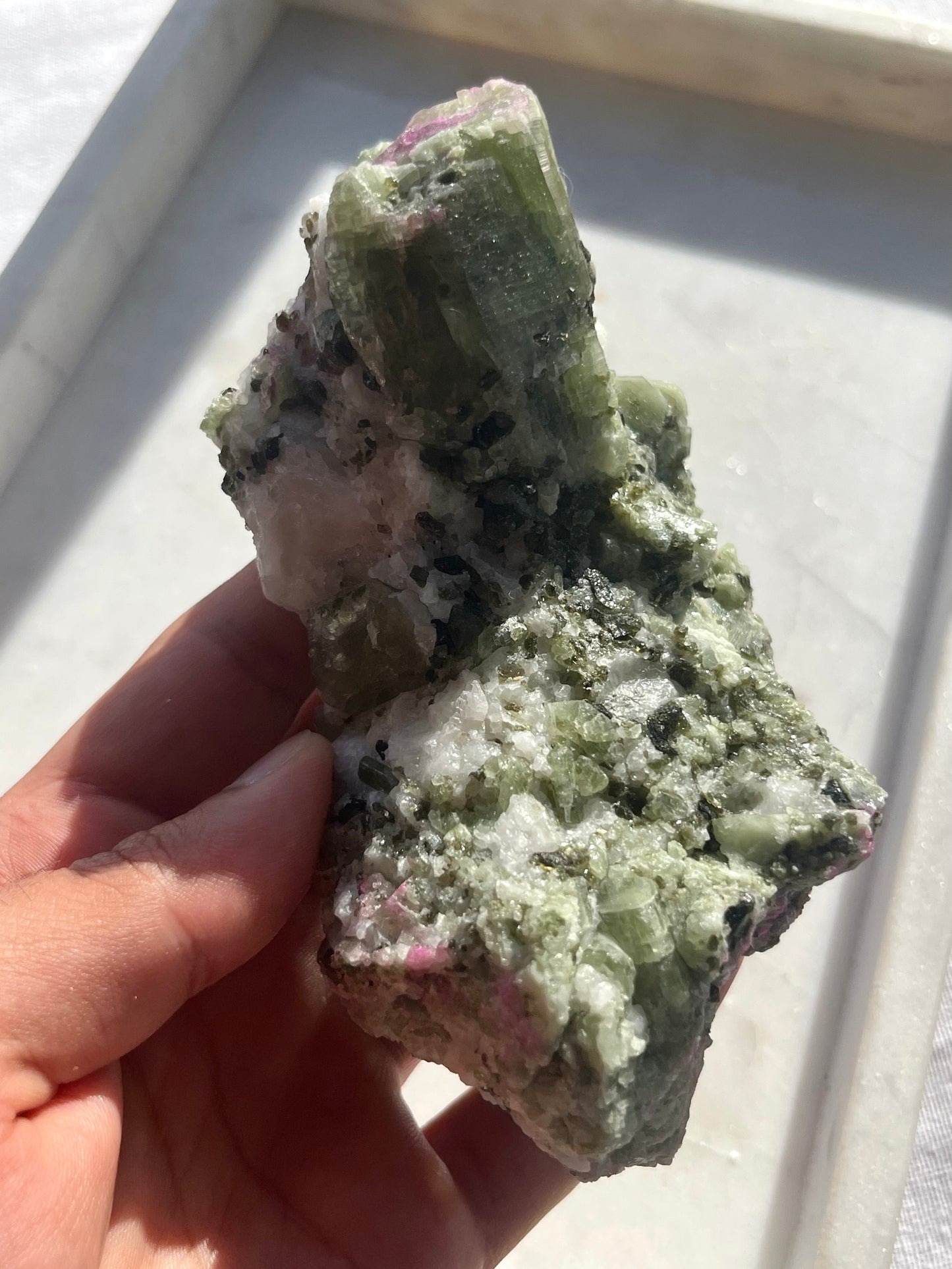 Diopside Specimen w/Pink Sodalite & Muscovite on Marble Matrix #4