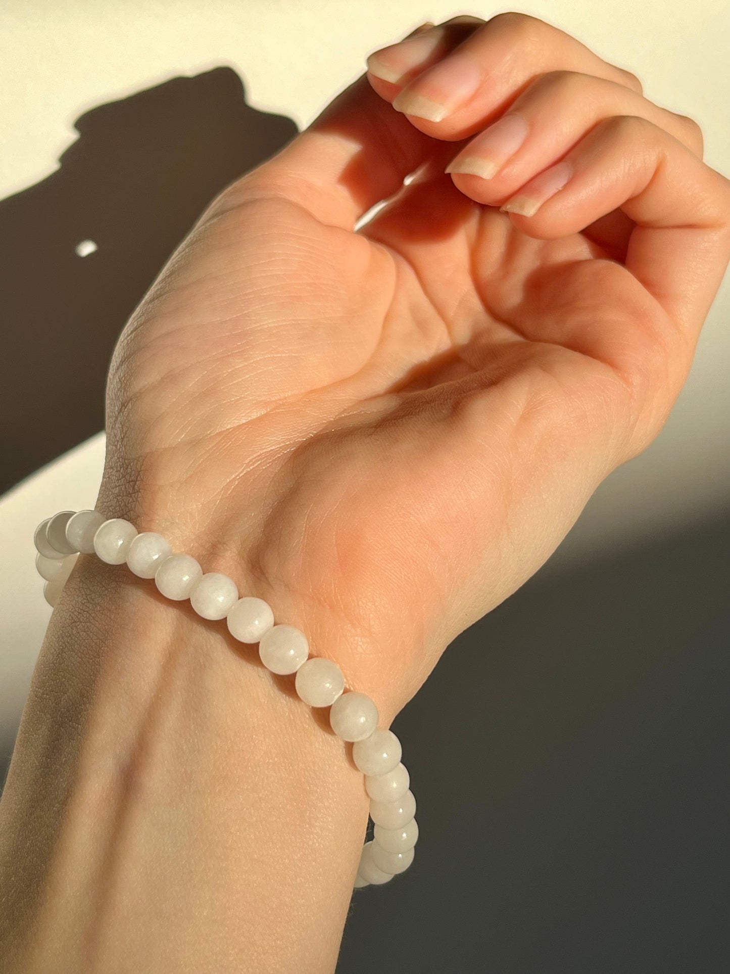 Chinese White Jade 6mm Bead Bracelet