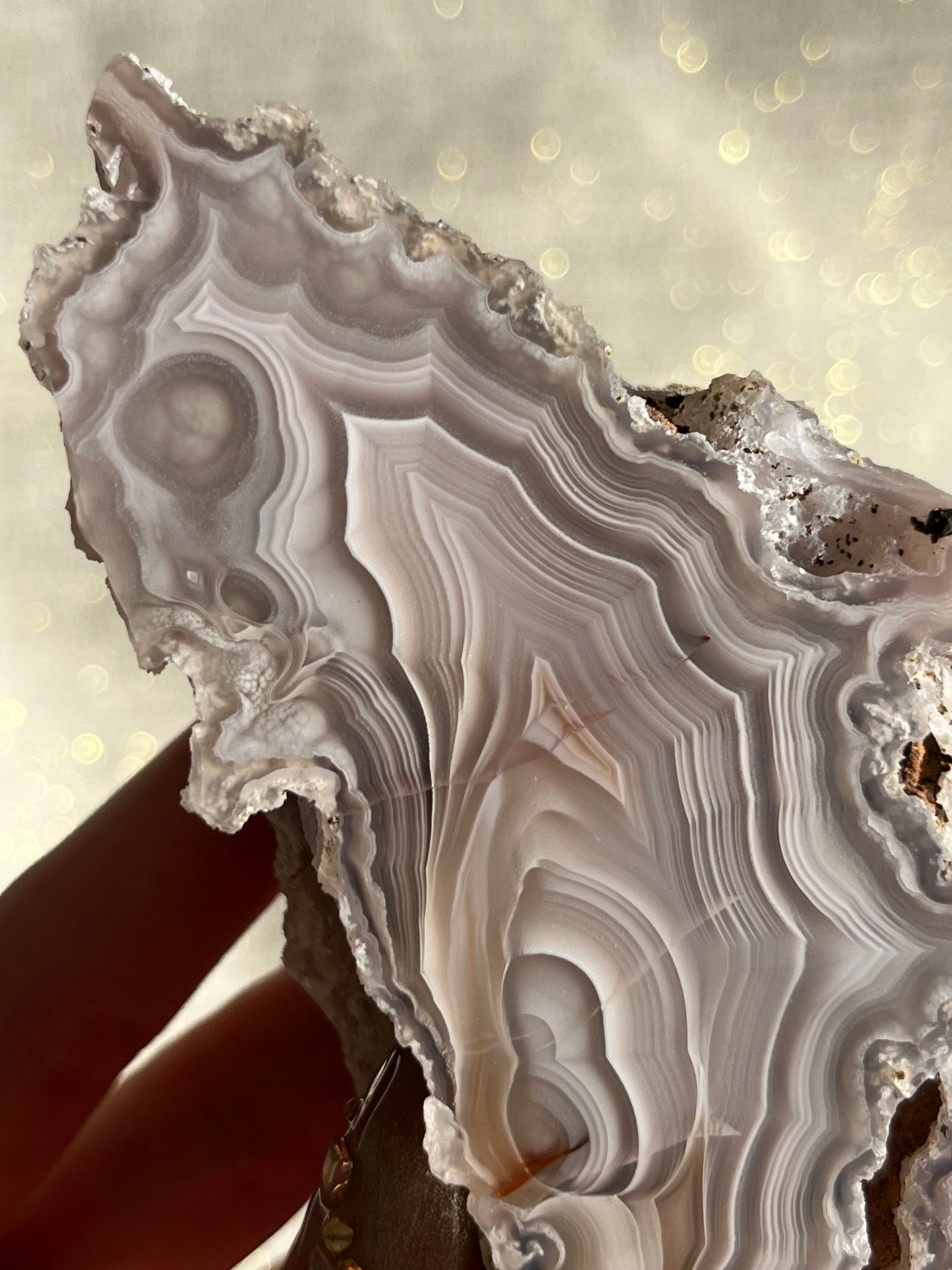 "Esmeralda" Soft Lilac Laguna Agate with Parallax