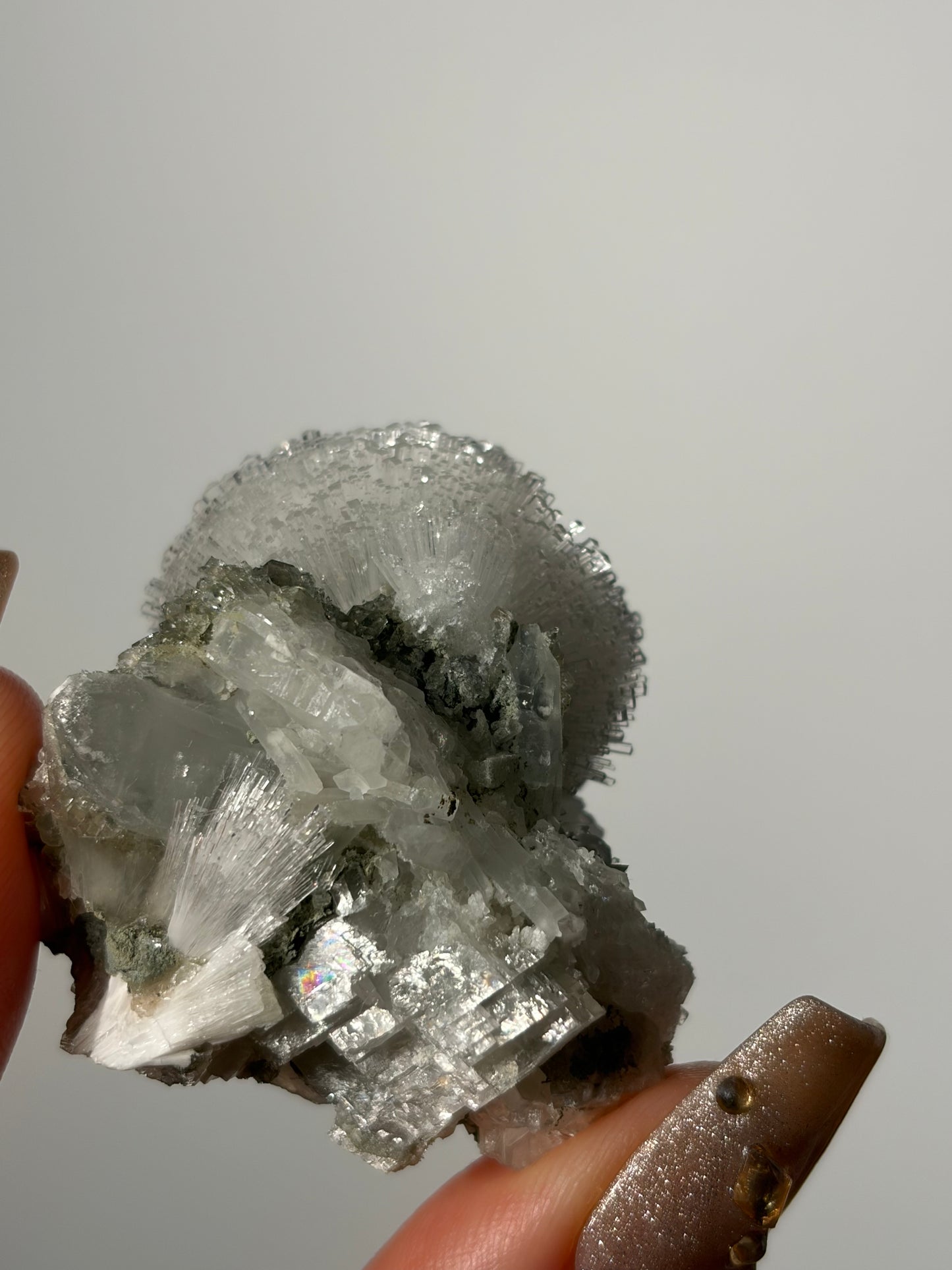Natrolite Specimen with Quartz, Rhombohedral Calcite, Apophyllite and Stilbite J