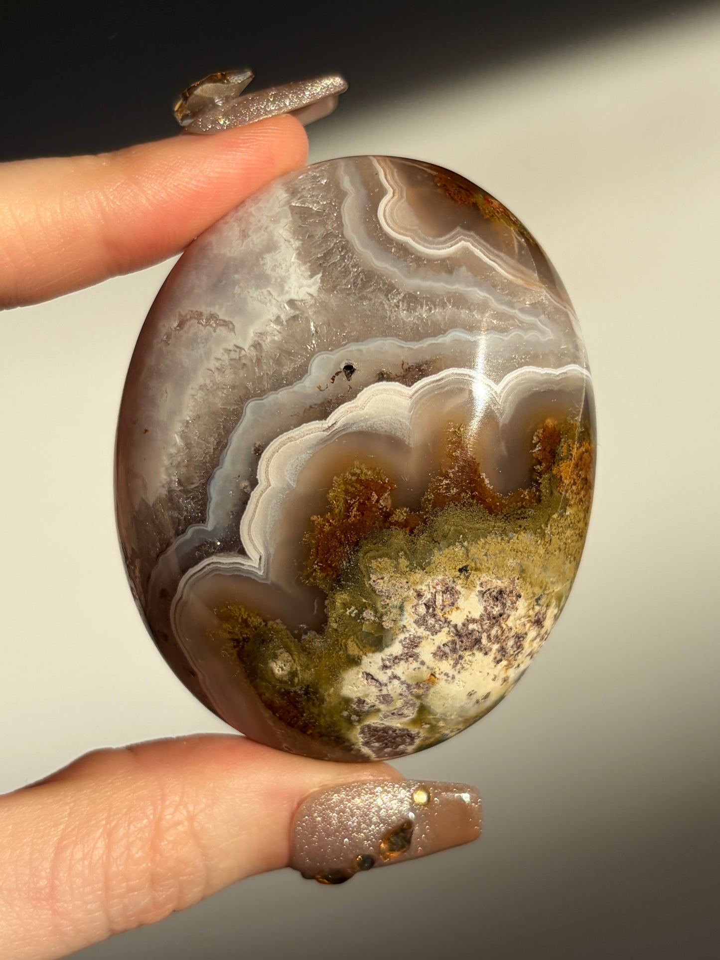 Nebula Agate Palmstone with Dendritic Inclusions D