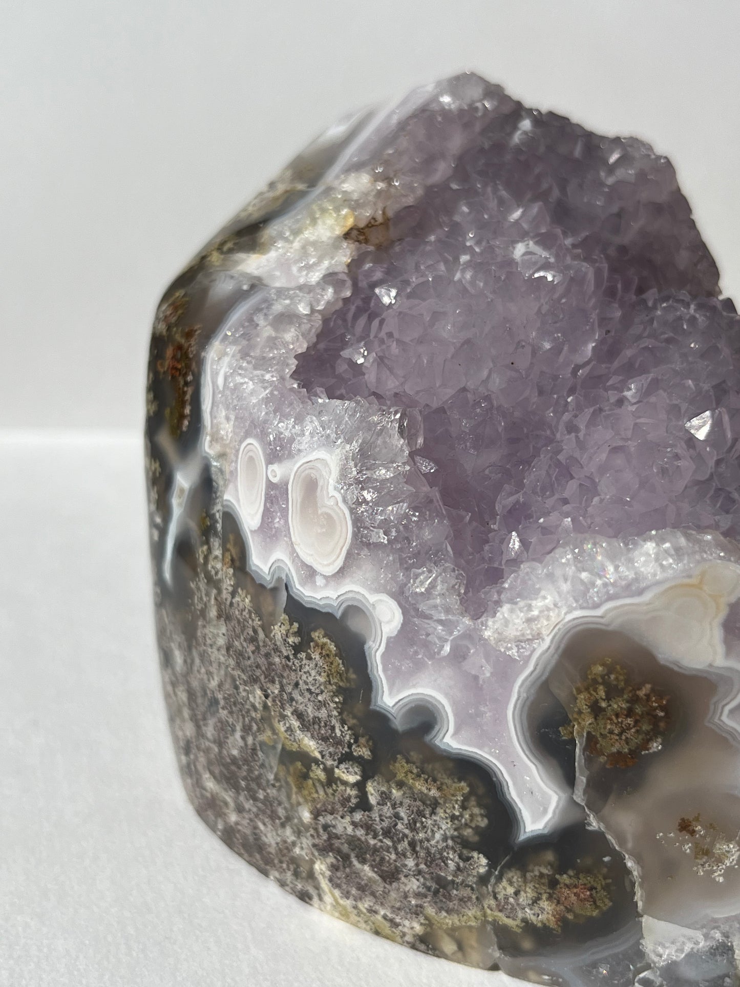 “The Lavender Cathedral” Nebula Agate with Amethyst and Scenic Moss Freeform A