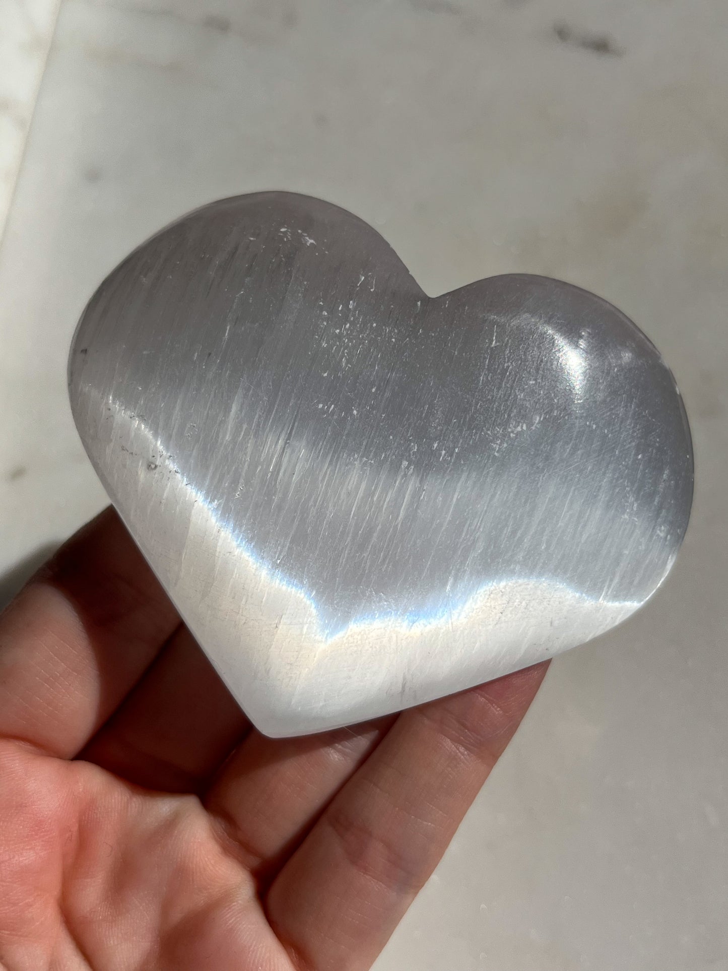 Selenite Heart Palmstone (Perfectly Imperfect)