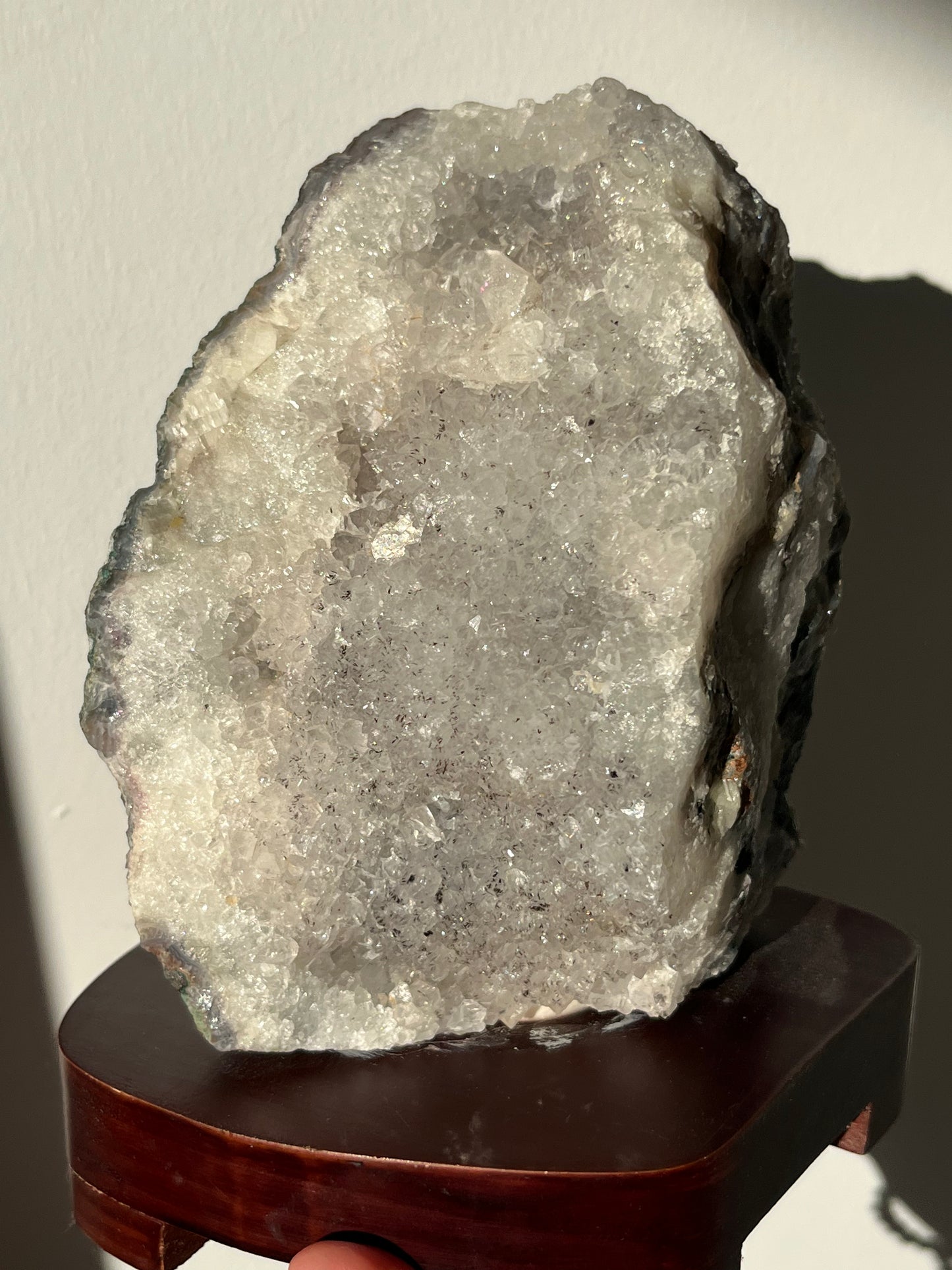 Brazilian Quartz Lamp on Wooden Base w/Lamp & Cord