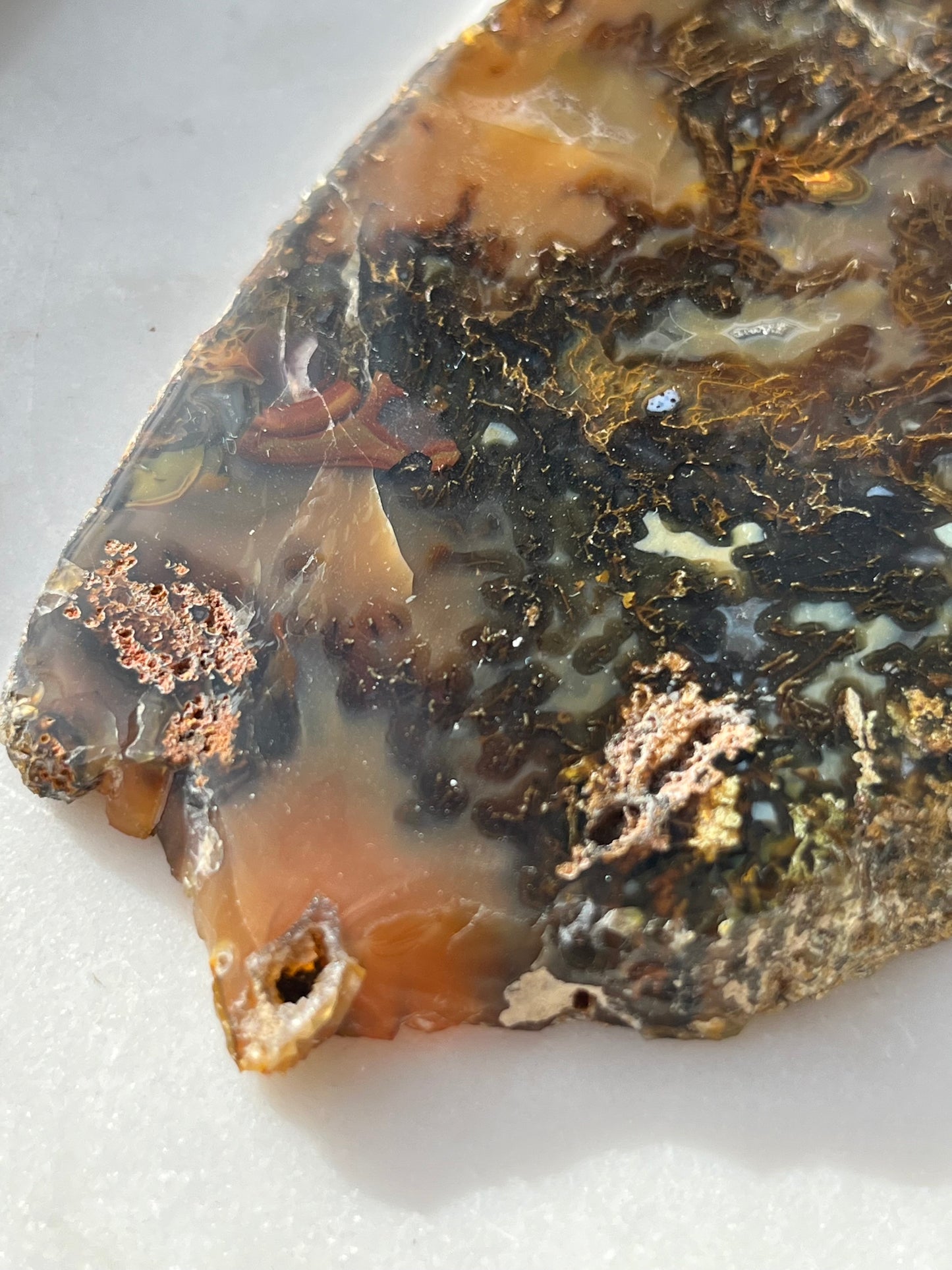 Indonesian Moss in Amber Chalcedony Slab