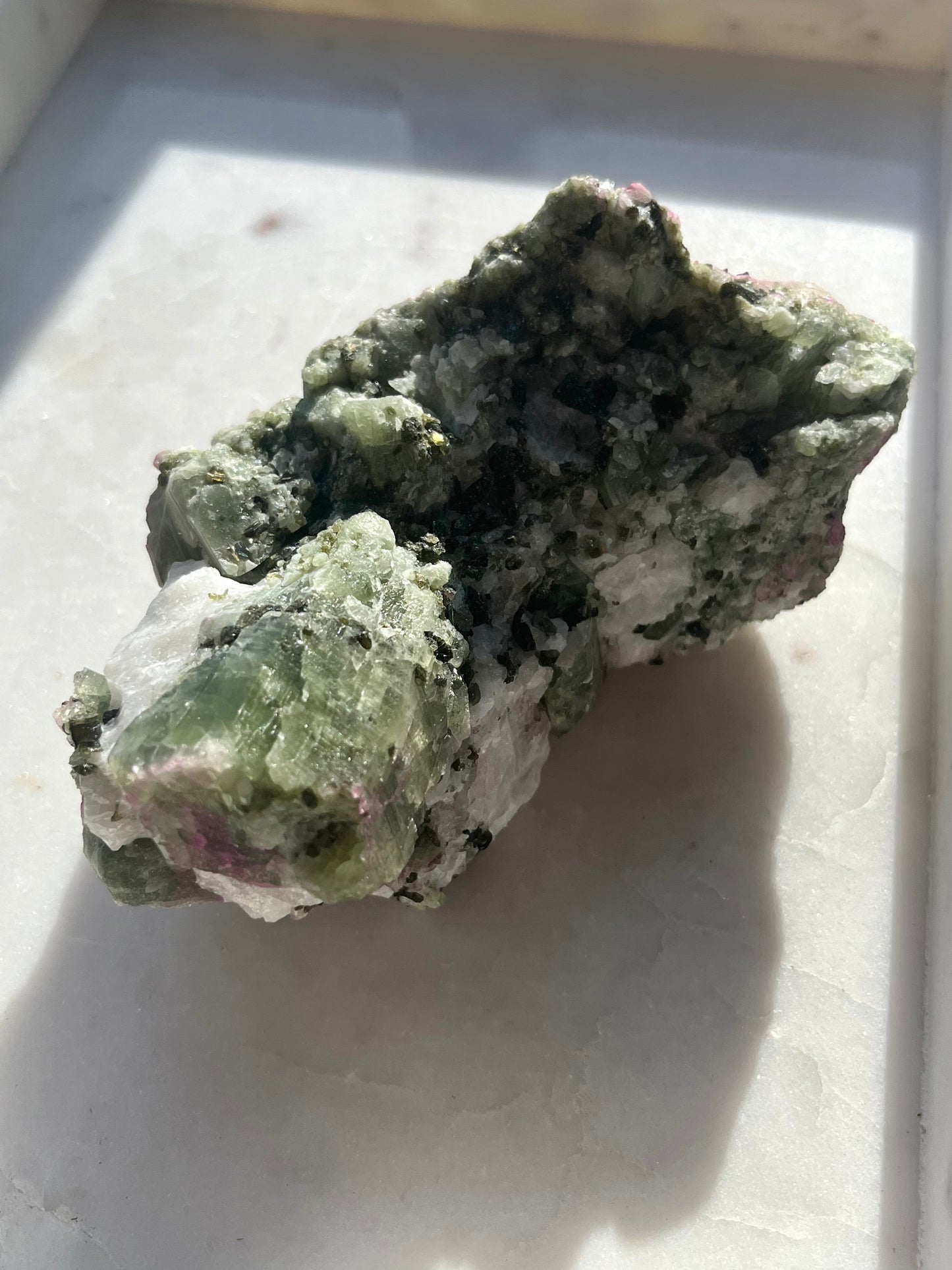 Diopside Specimen w/Pink Sodalite & Muscovite on Marble Matrix #4