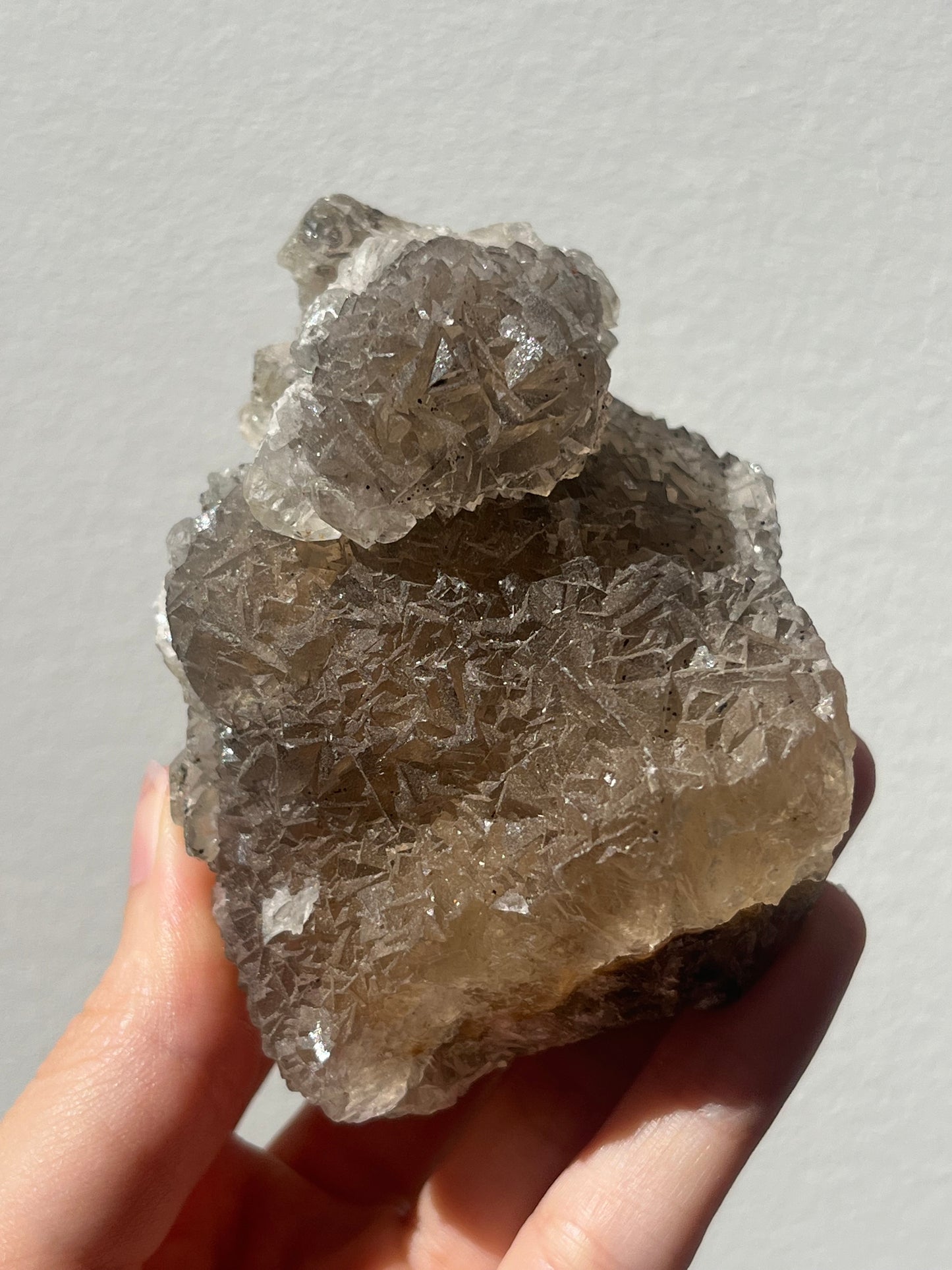 Yellow Yaogangxian Fluorite with Grey Hematite Coated Calcite