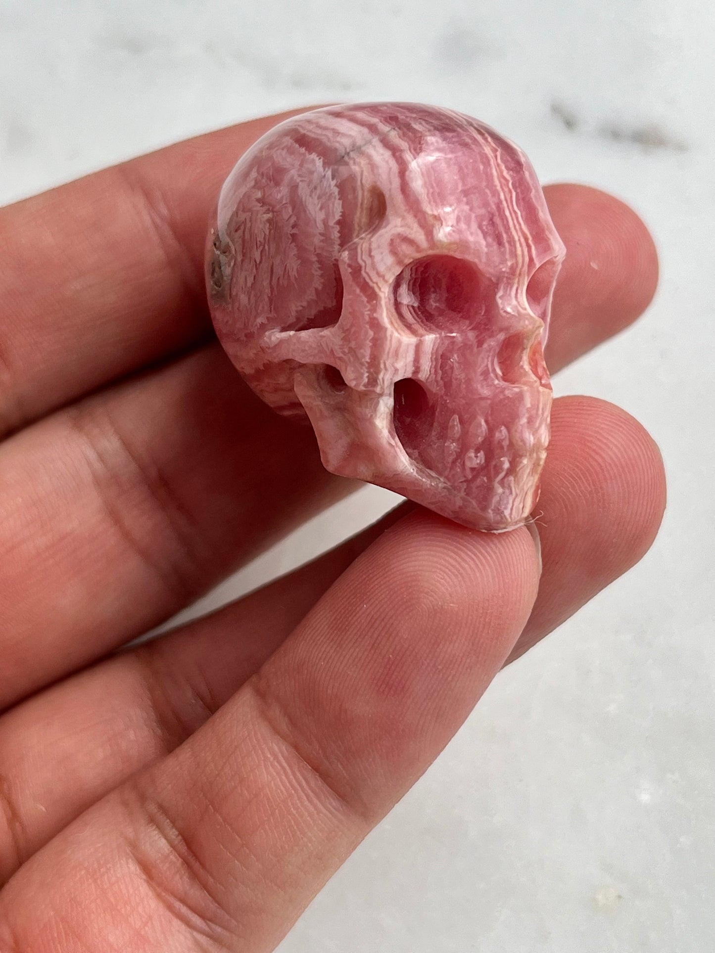 Rhodochrosite Skull Carving (You Choose)