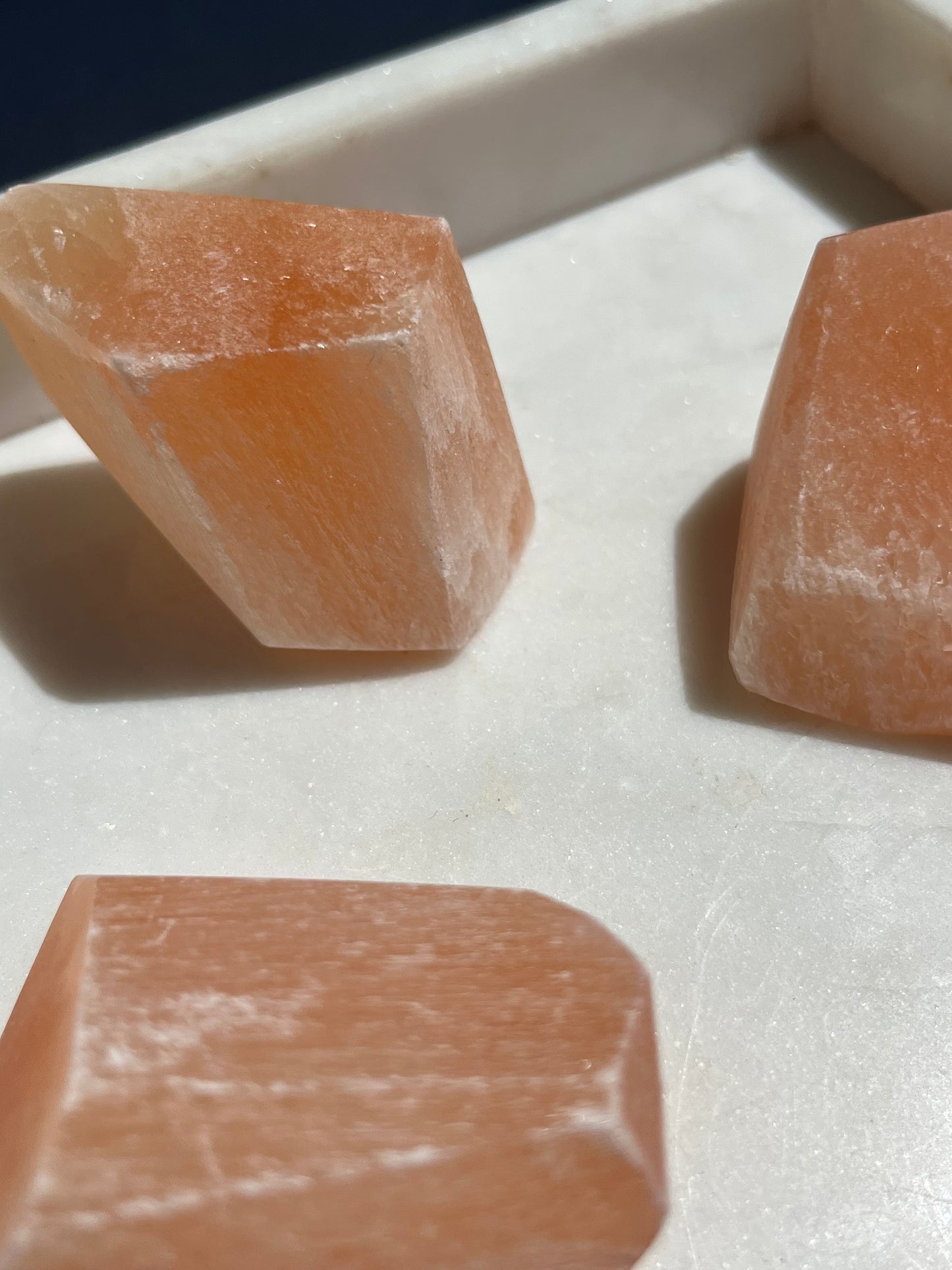 Peach Selenite Faceted Freeform