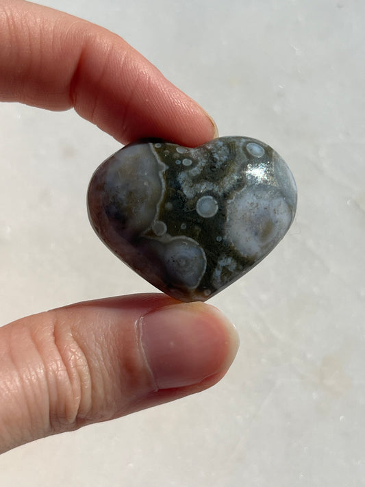 Orbicular Jasper Heart Carving (You Choose)