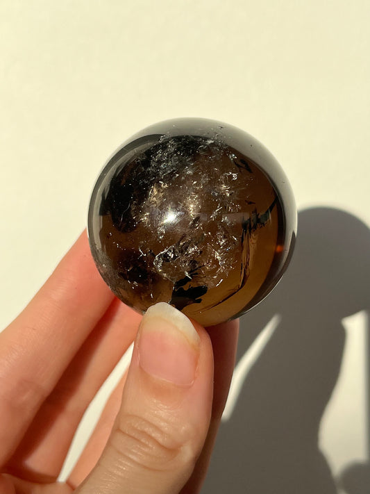 Natural Brazilian Smokey Quartz Sphere (Surface Imperfections)