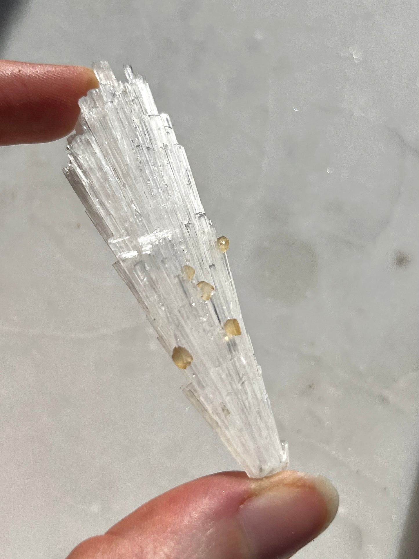 A Grade Yellow Rhombohedral Calcite on Scolecite Spray Specimen #SC7