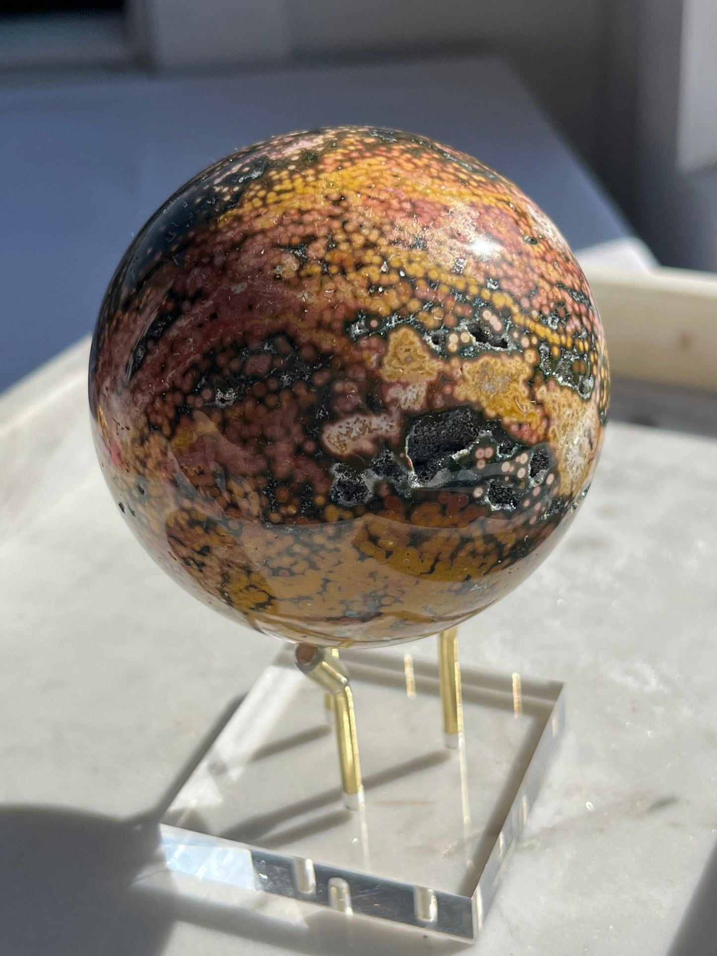 “Cosmic Wonder” Veinless Ocean Jasper Sphere