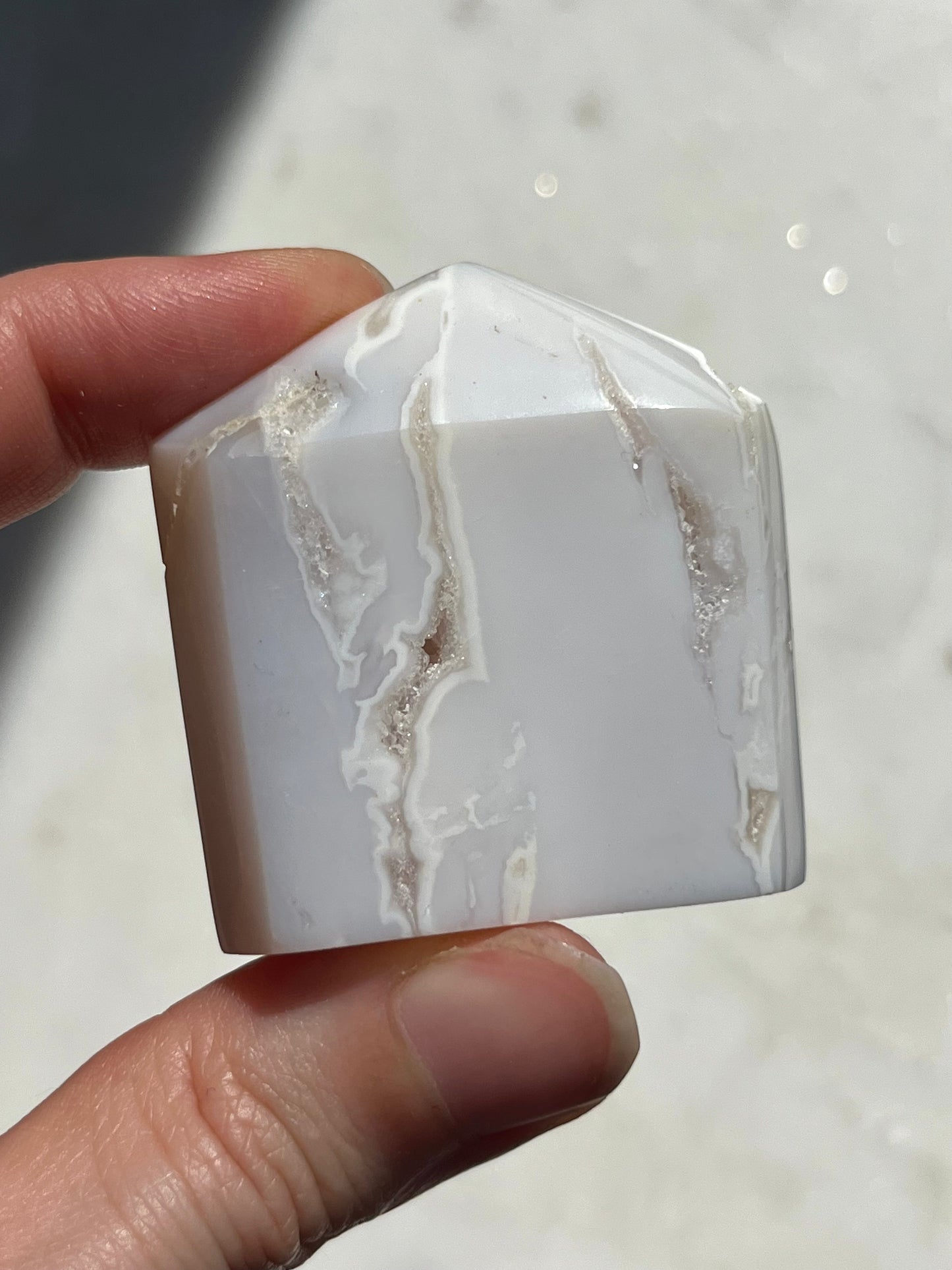 Druzy White Plume Agate Chunky Tower (You Choose)