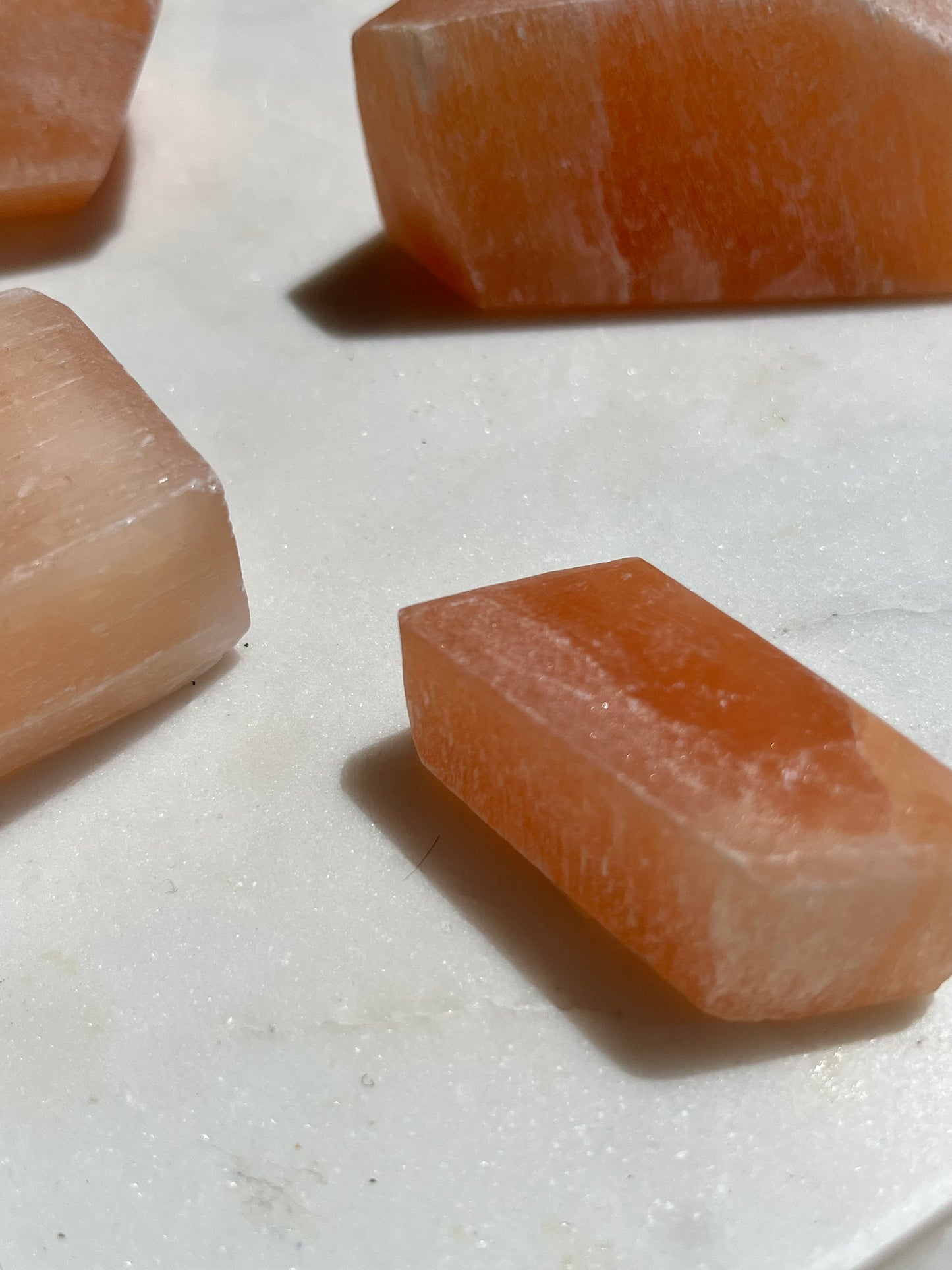 Peach Selenite Faceted Freeform