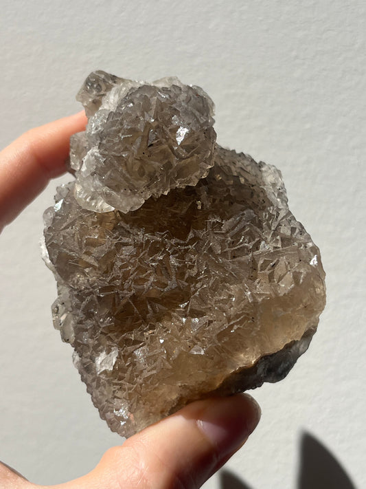 Yellow Yaogangxian Fluorite with Grey Hematite Coated Calcite