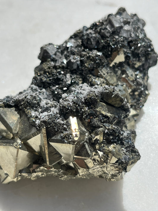 A Grade Octahedral Pyrite Cluster w/Quartz & Sphalerite #4