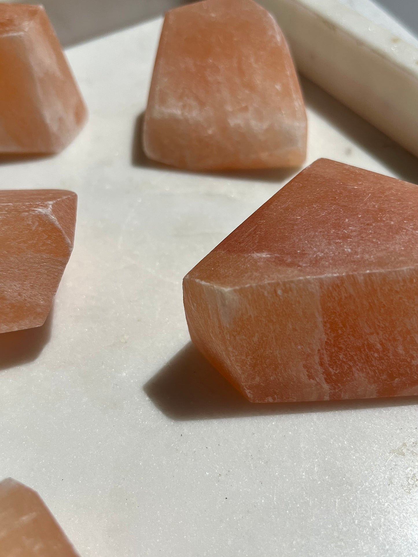 Peach Selenite Faceted Freeform