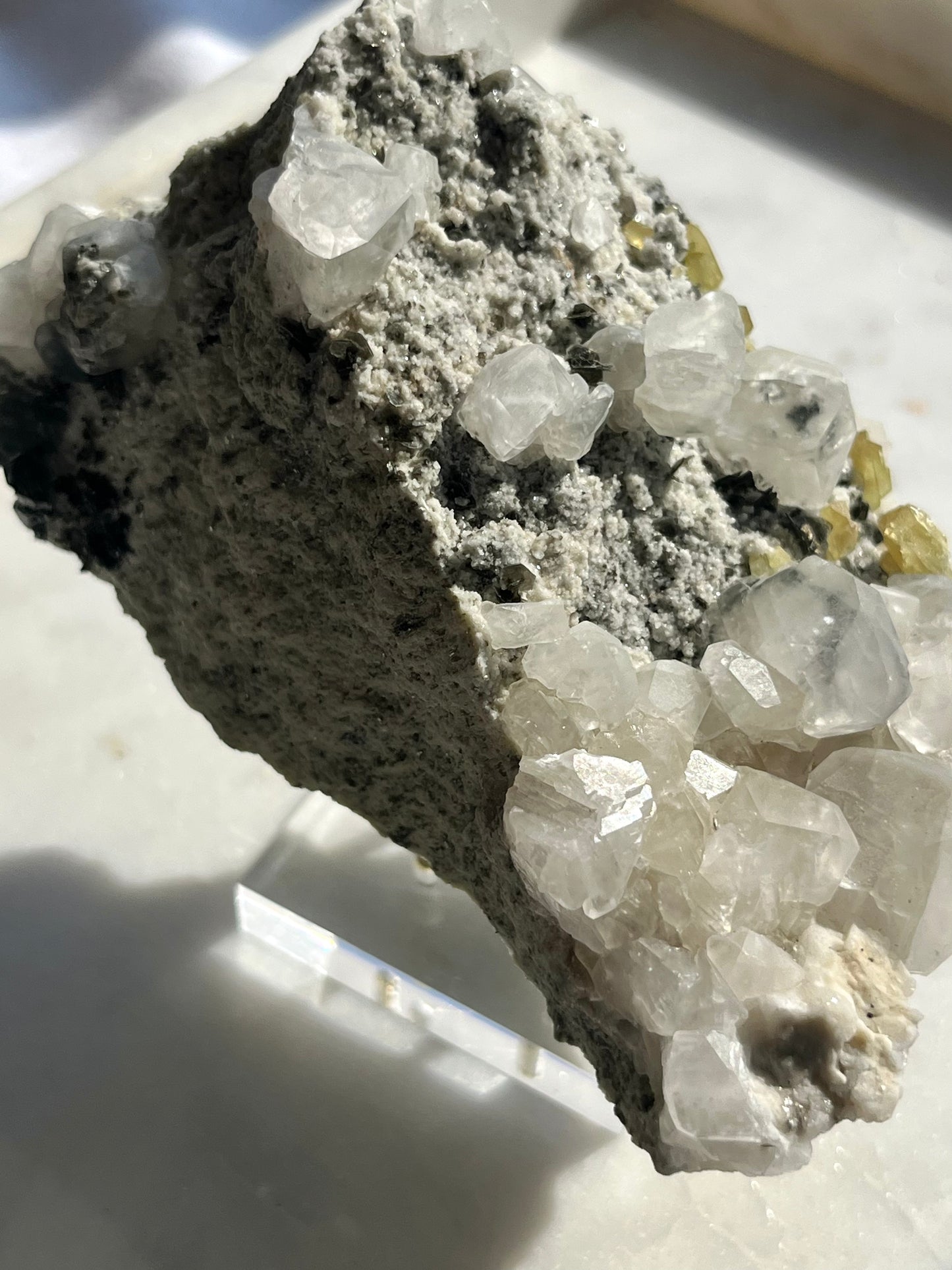 "Zeus" Titanite, Calcite & Silver Mica Specimen on Feldspar Matrix #3