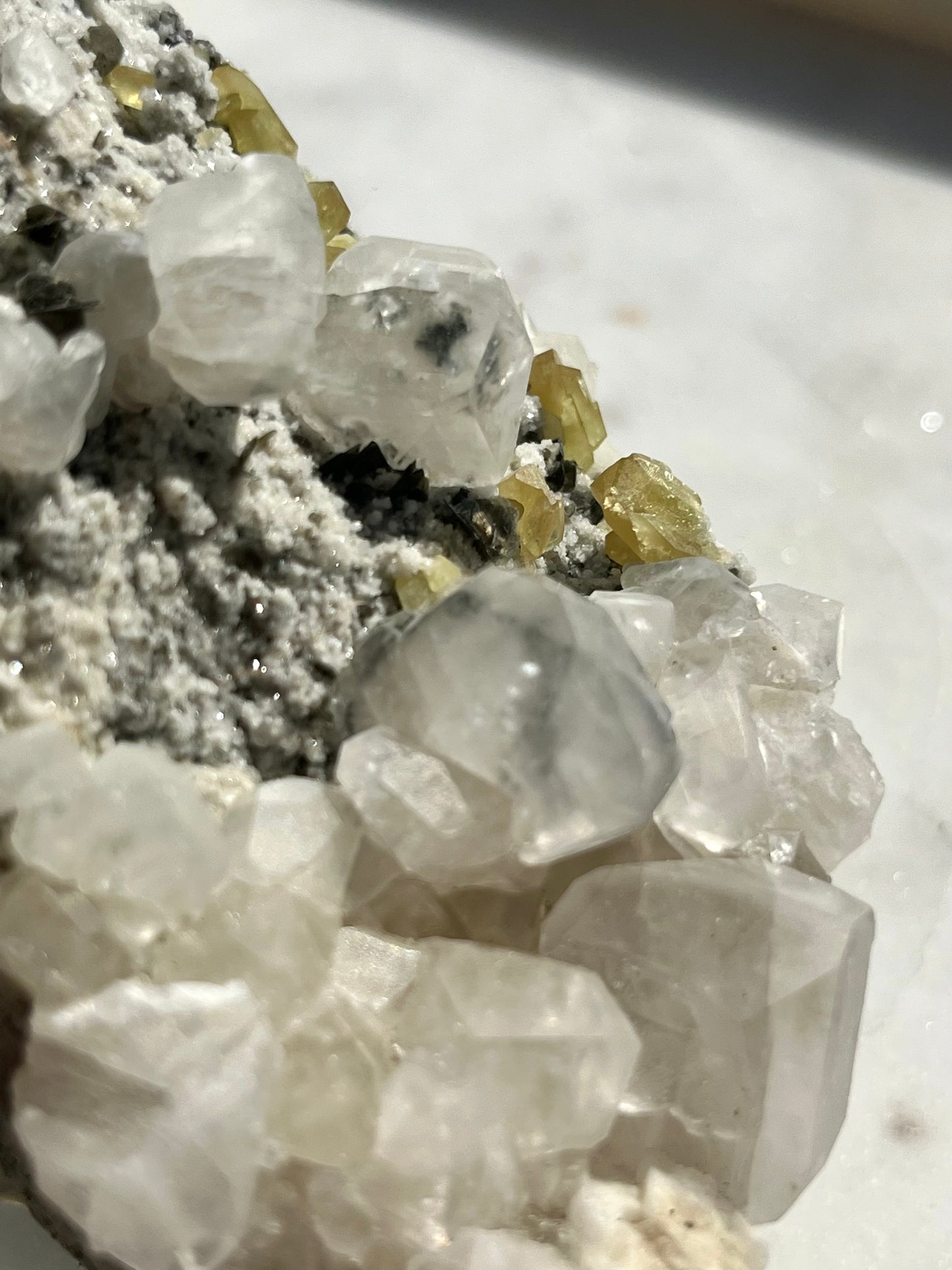 "Zeus" Titanite, Calcite & Silver Mica Specimen on Feldspar Matrix #3