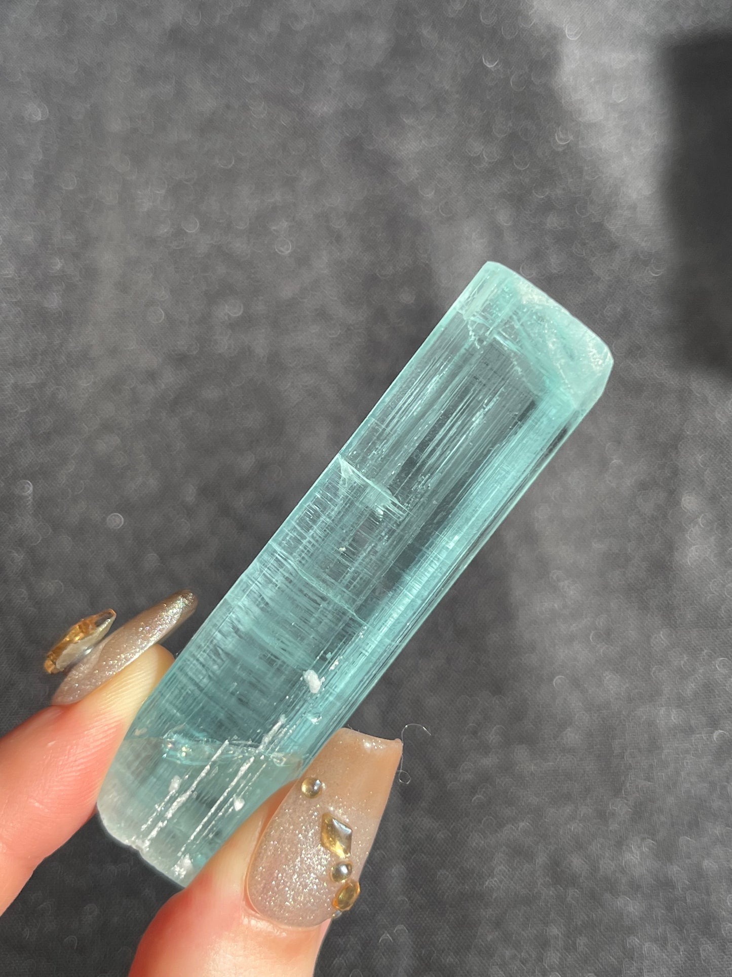 'Chanan' Doubly Terminated Aquamarine Specimen with Fingerprint Pattern in Termination C