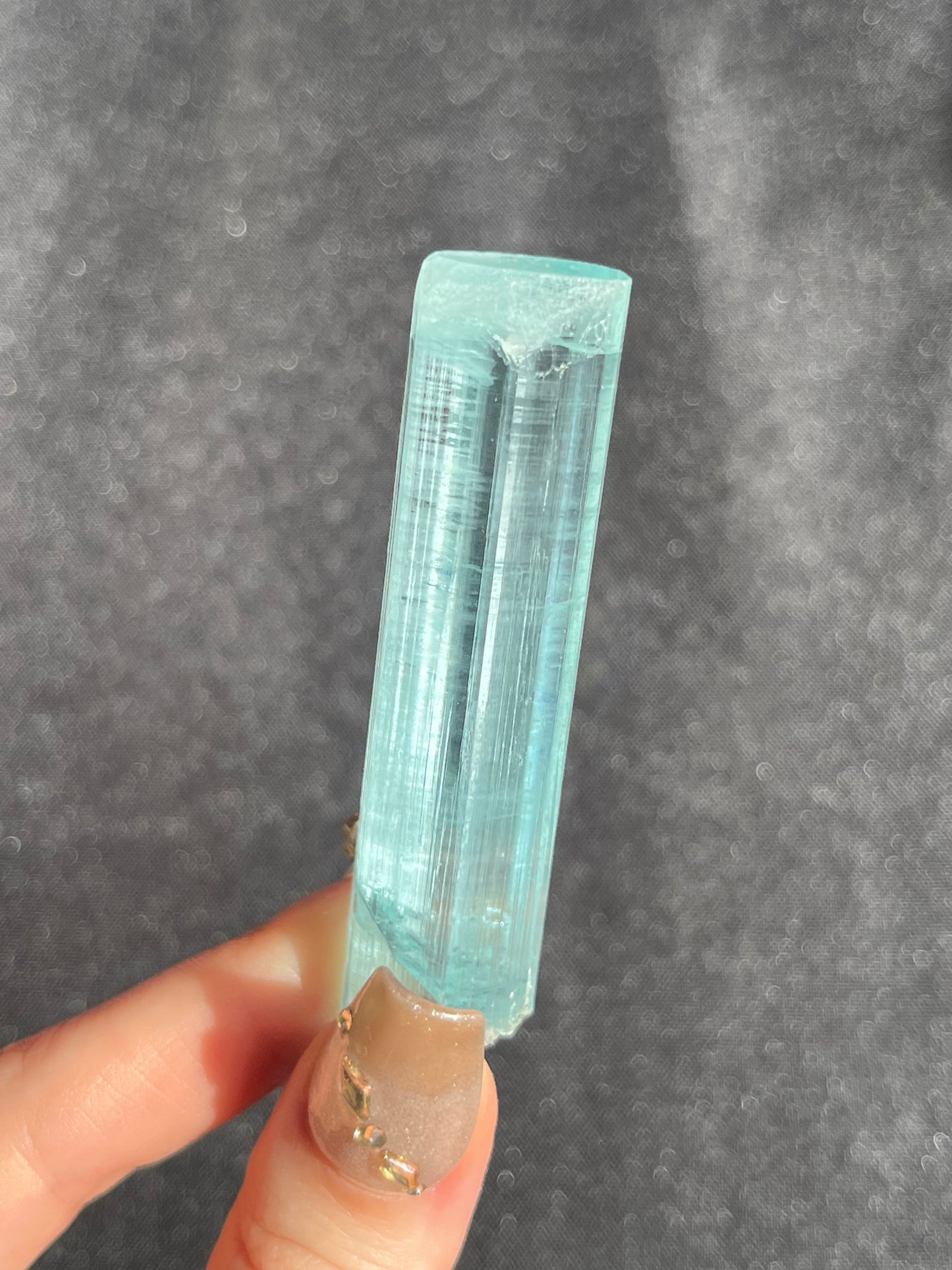'Chanan' Doubly Terminated Aquamarine Specimen with Fingerprint Pattern in Termination C