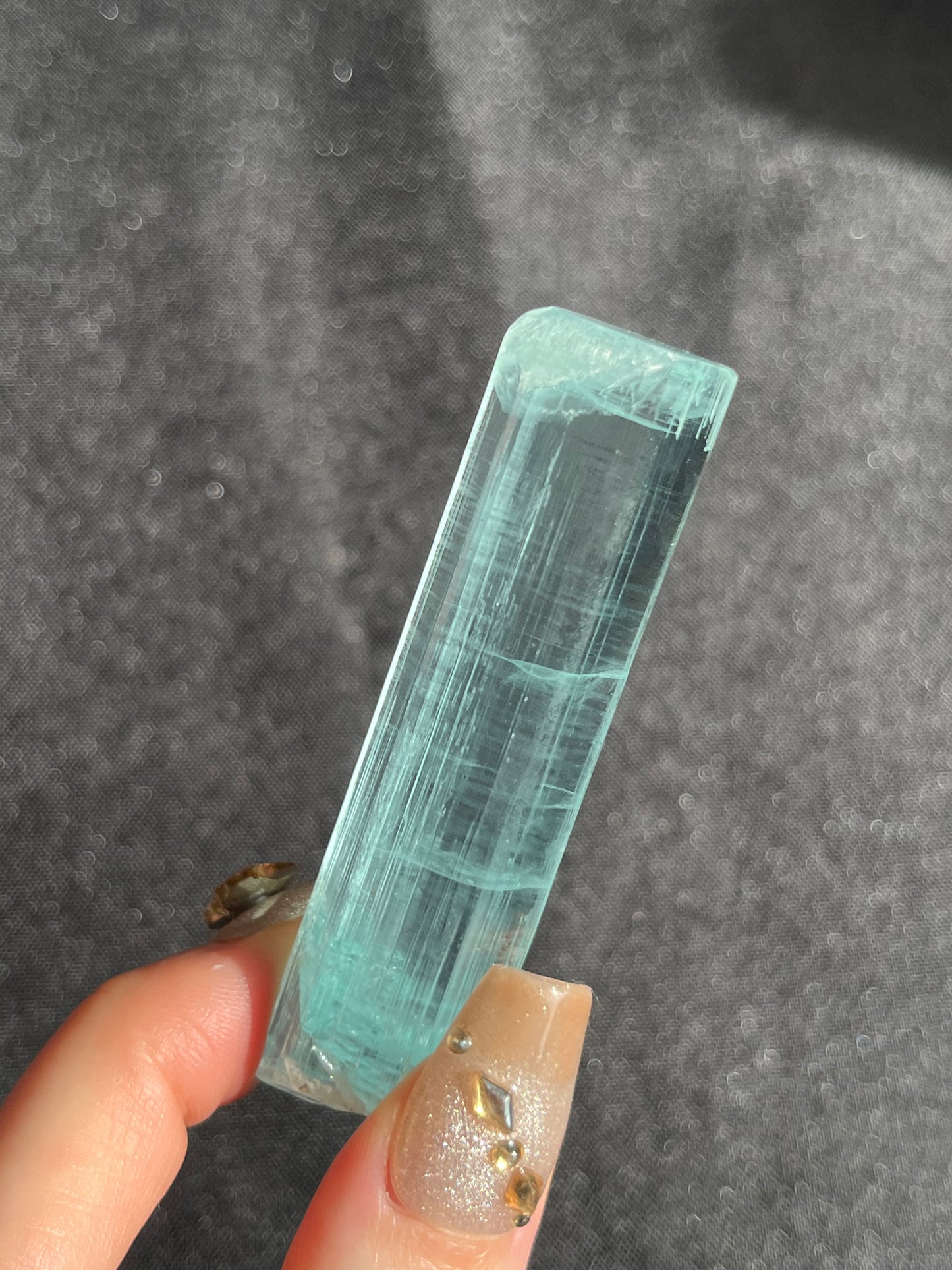 'Chanan' Doubly Terminated Aquamarine Specimen with Fingerprint Pattern in Termination C