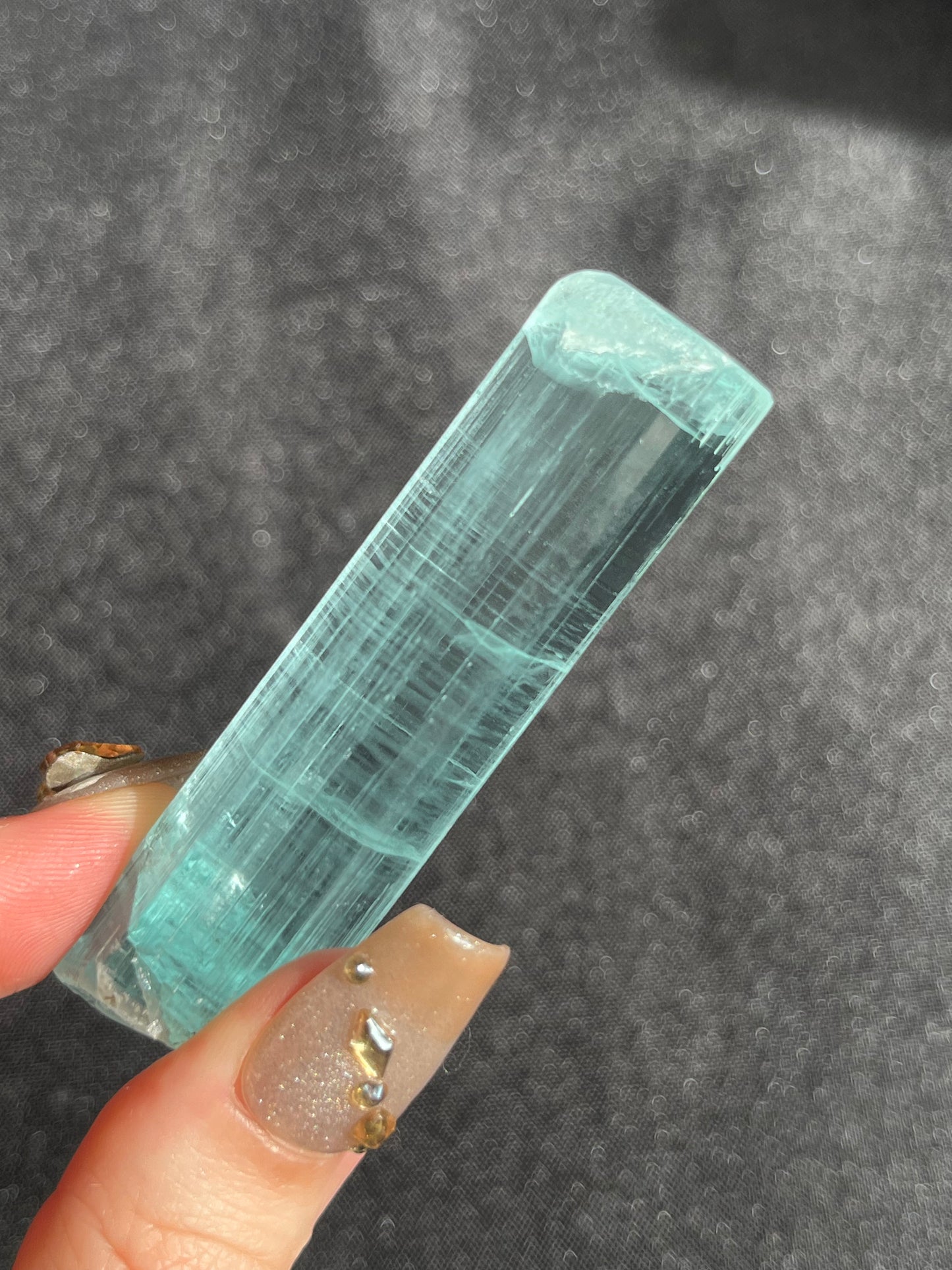 'Chanan' Doubly Terminated Aquamarine Specimen with Fingerprint Pattern in Termination C