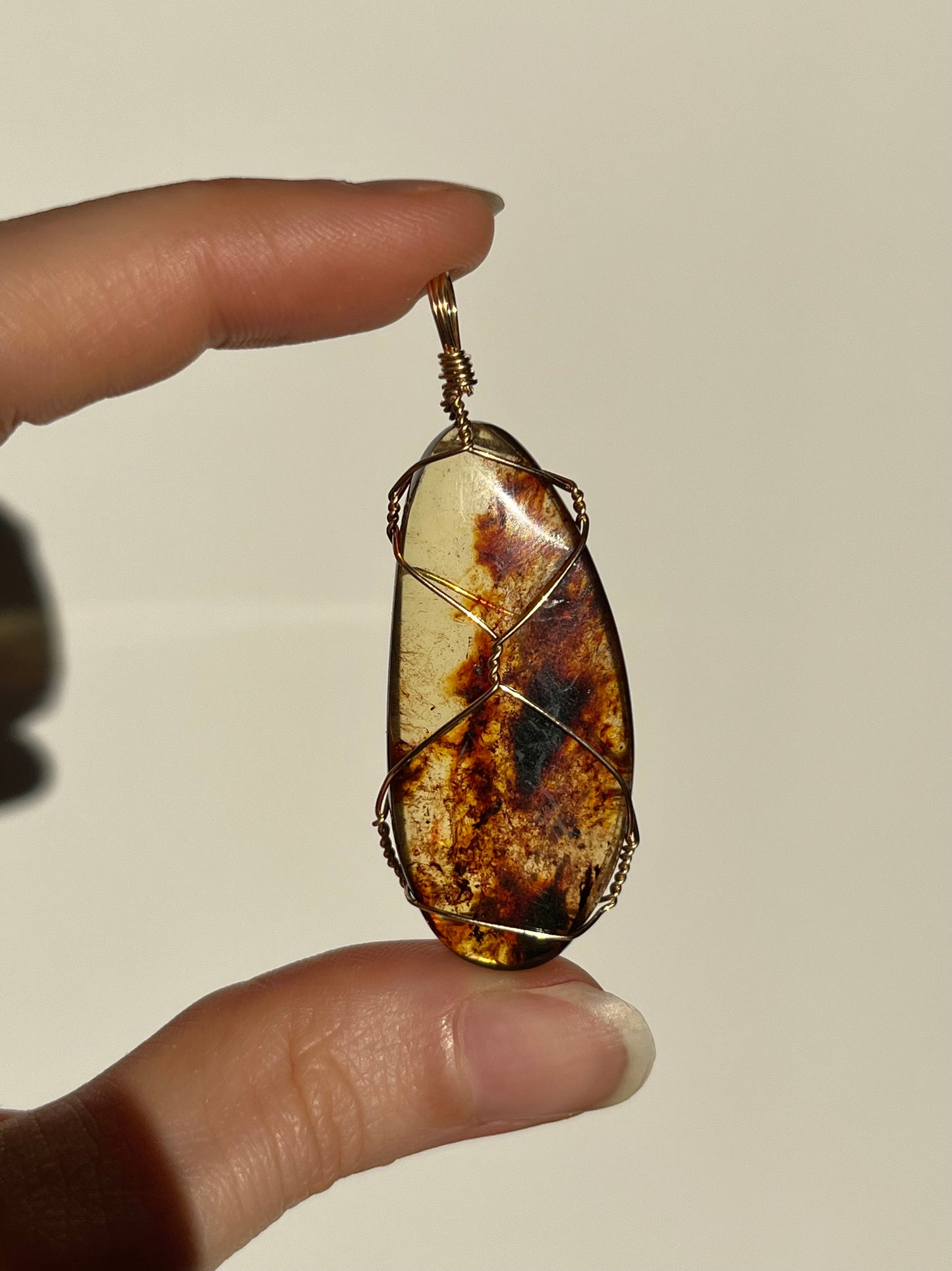 Colombian Amber Wire Wrap Pendant (14kt Gold Filled)