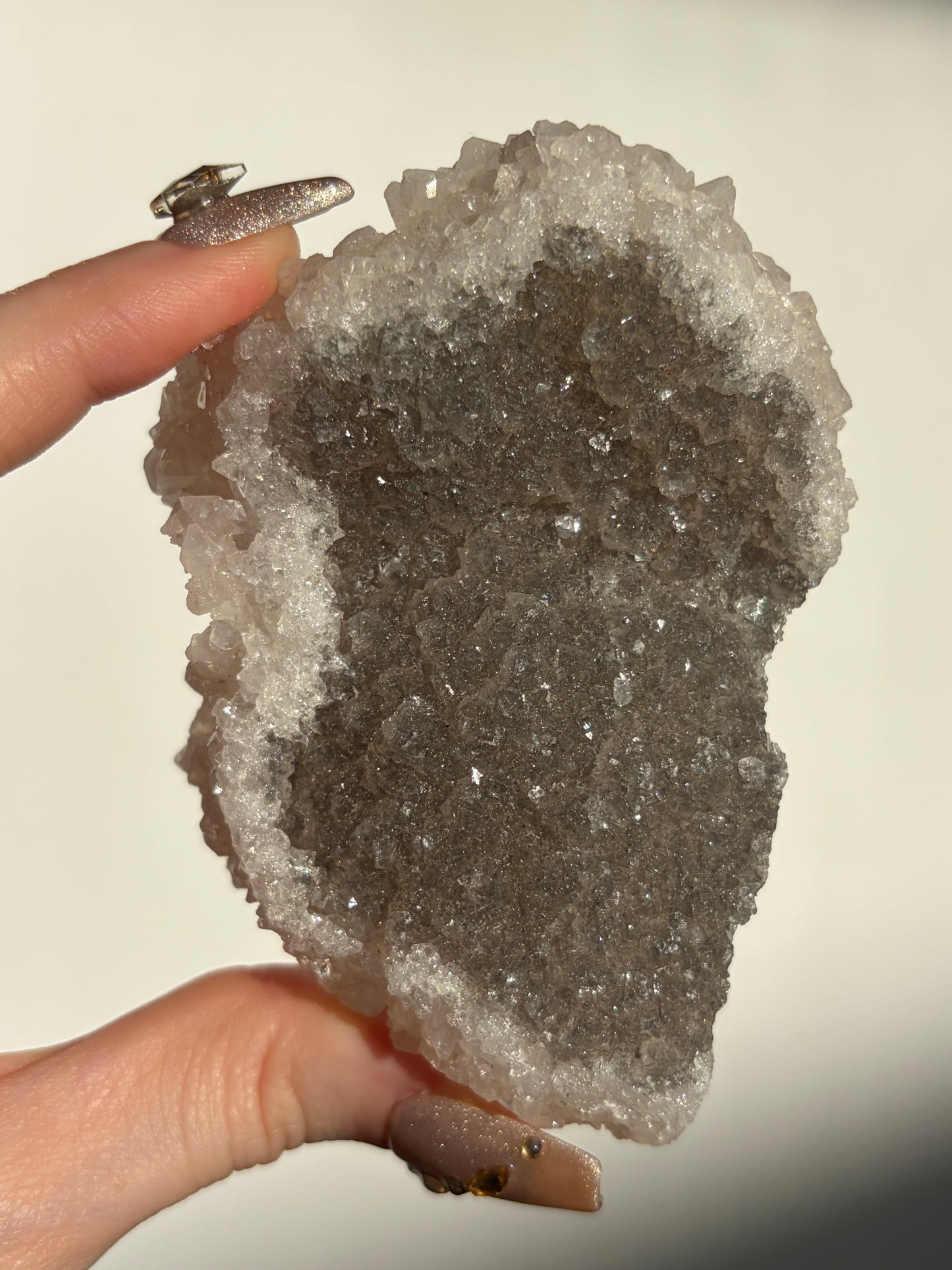 Black-Grey Chalcedony with Apophyllite Specimen C