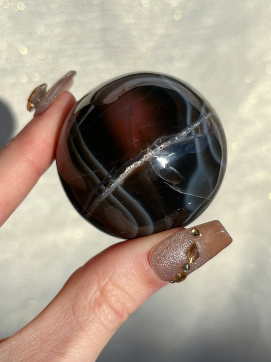 Natural Red & Blue Indonesian Agate Sphere w/Quartz Infiltration