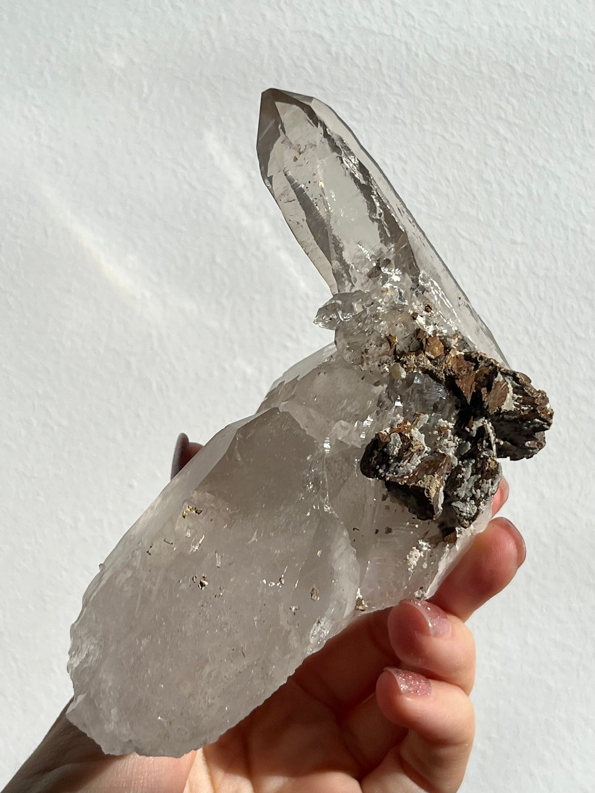 Himalayan Smokey Quartz with Siderite Inclusions and Self Healed Elestial Features H