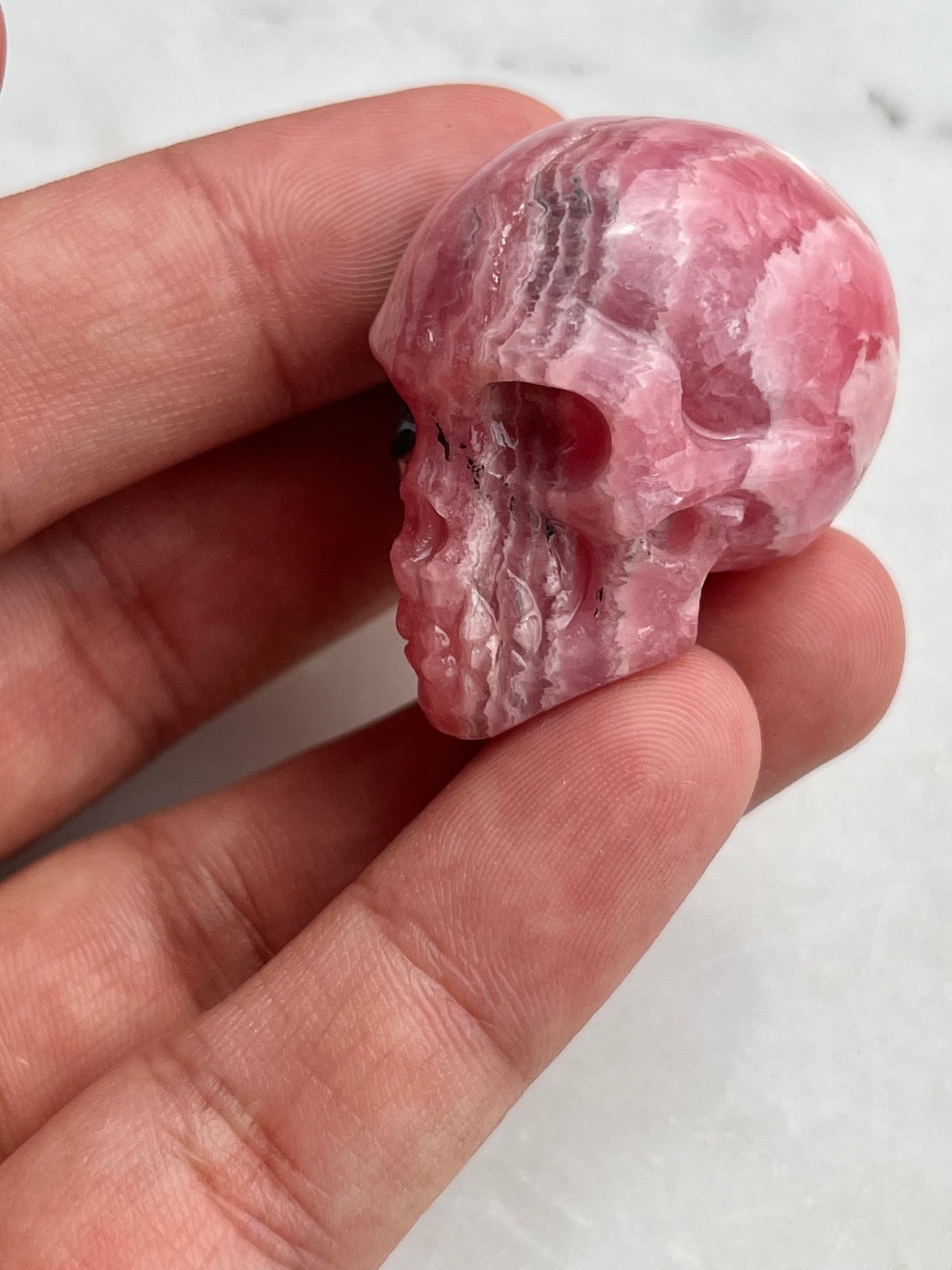 Rhodochrosite Skull Carving (You Choose)