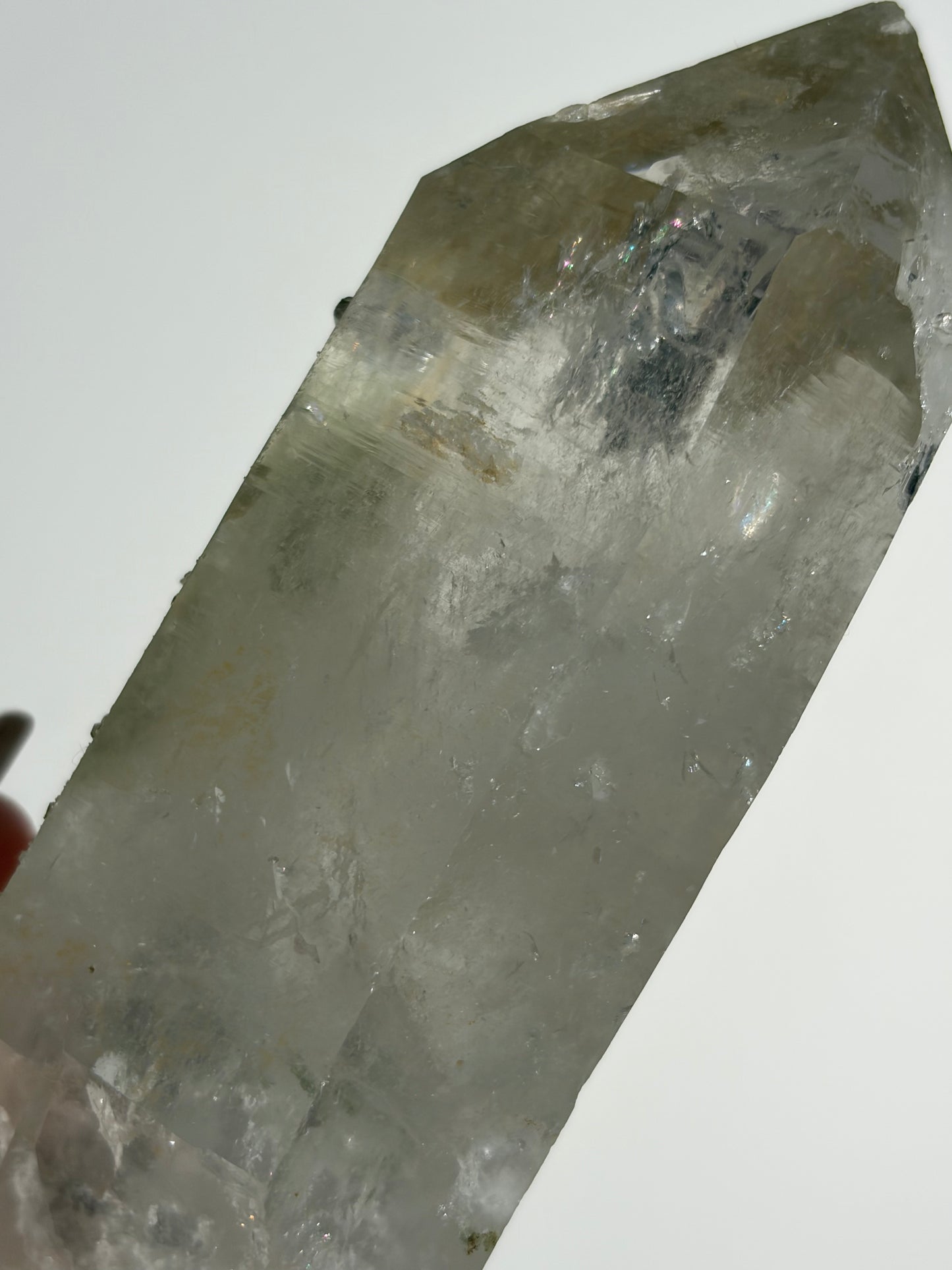 Doubly Terminated Chlorite Included Quartz Specimen with Druzy Quartz Coating C
