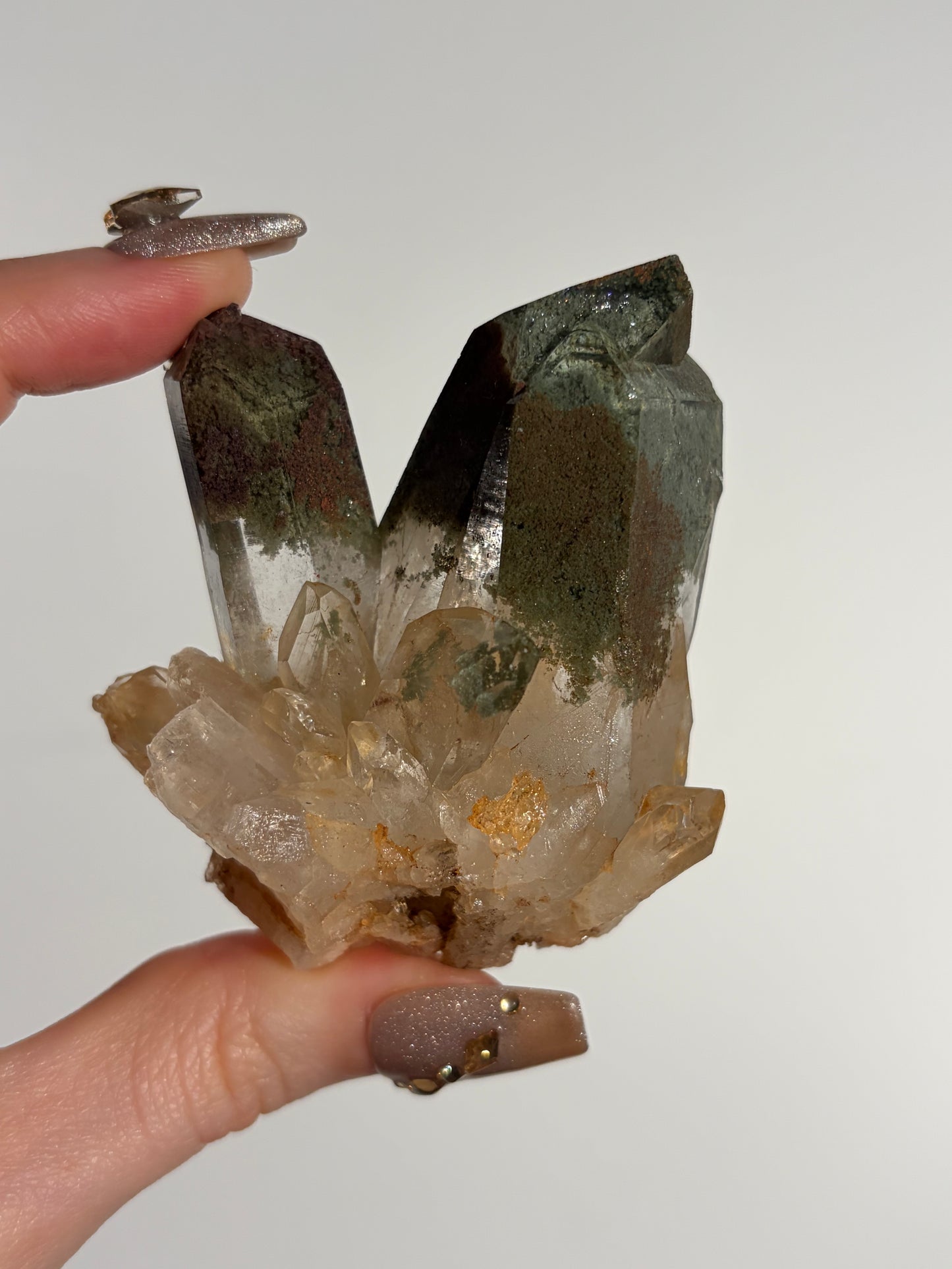 Chlorite and Iron Included Quartz Specimen K