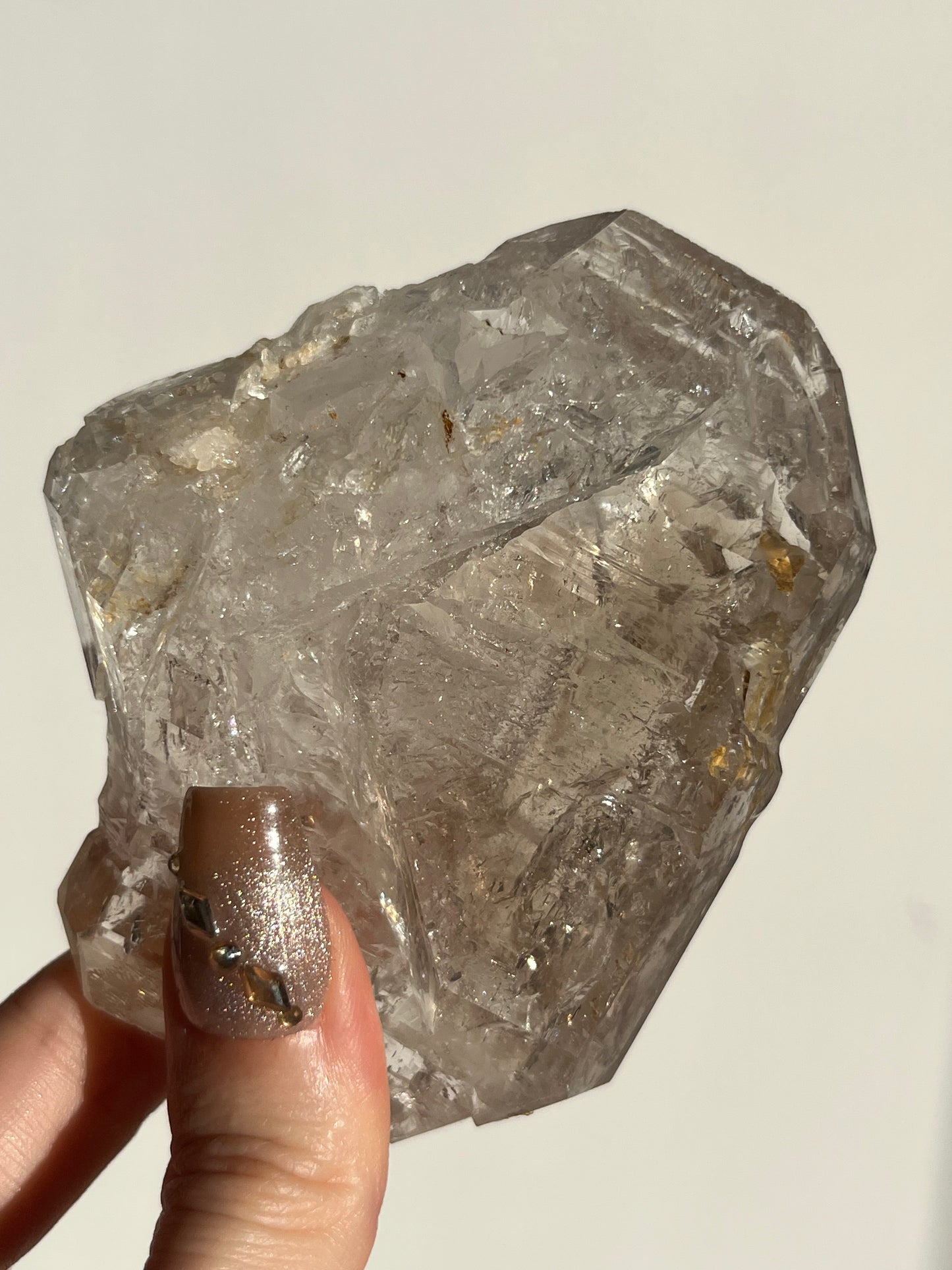 Fenster Diamond Quartz Specimen with Clay Inclusions & Several Moving Enhydros