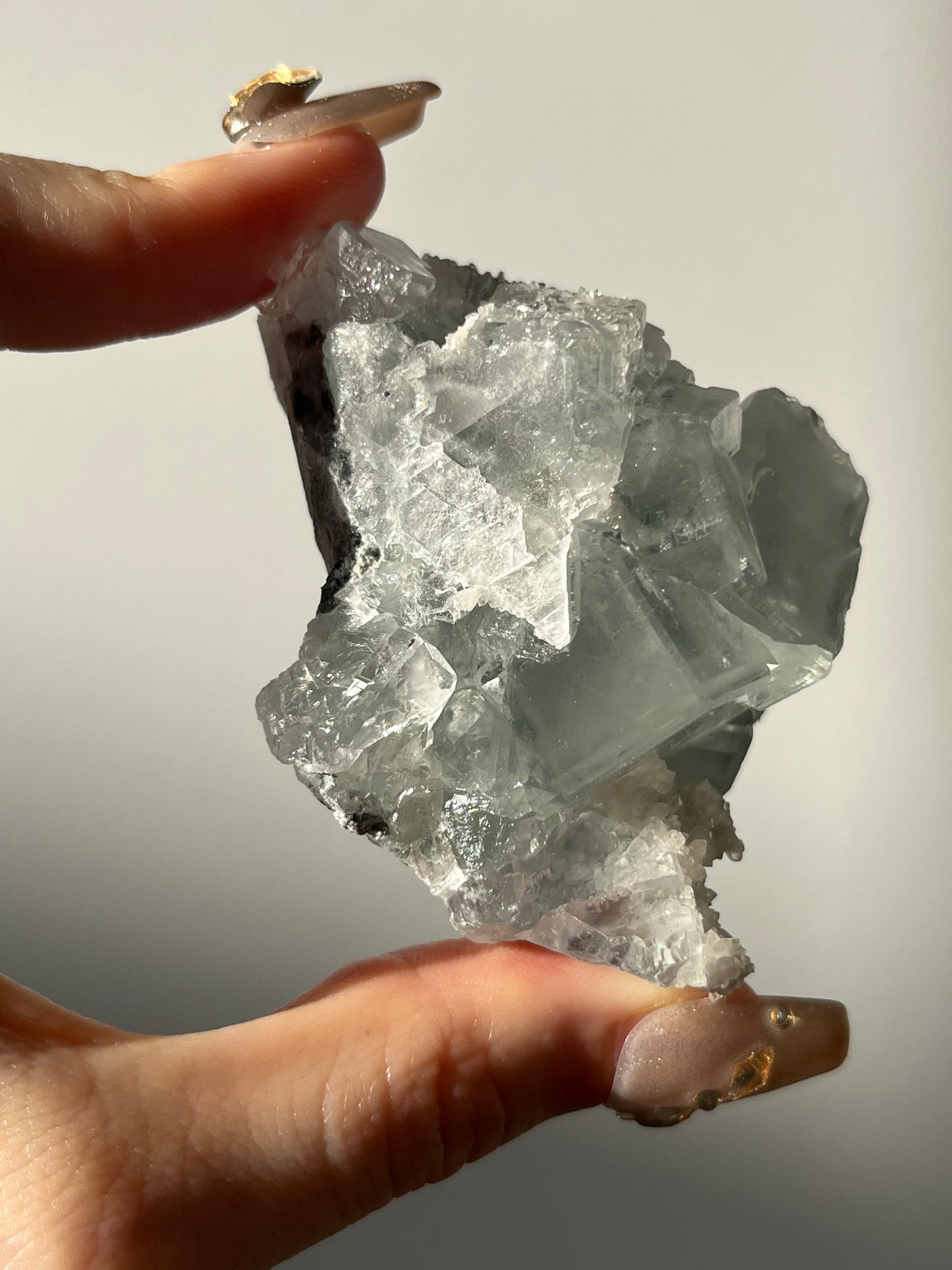 Druzy Quartz Coated Green Fluorite Specimen H