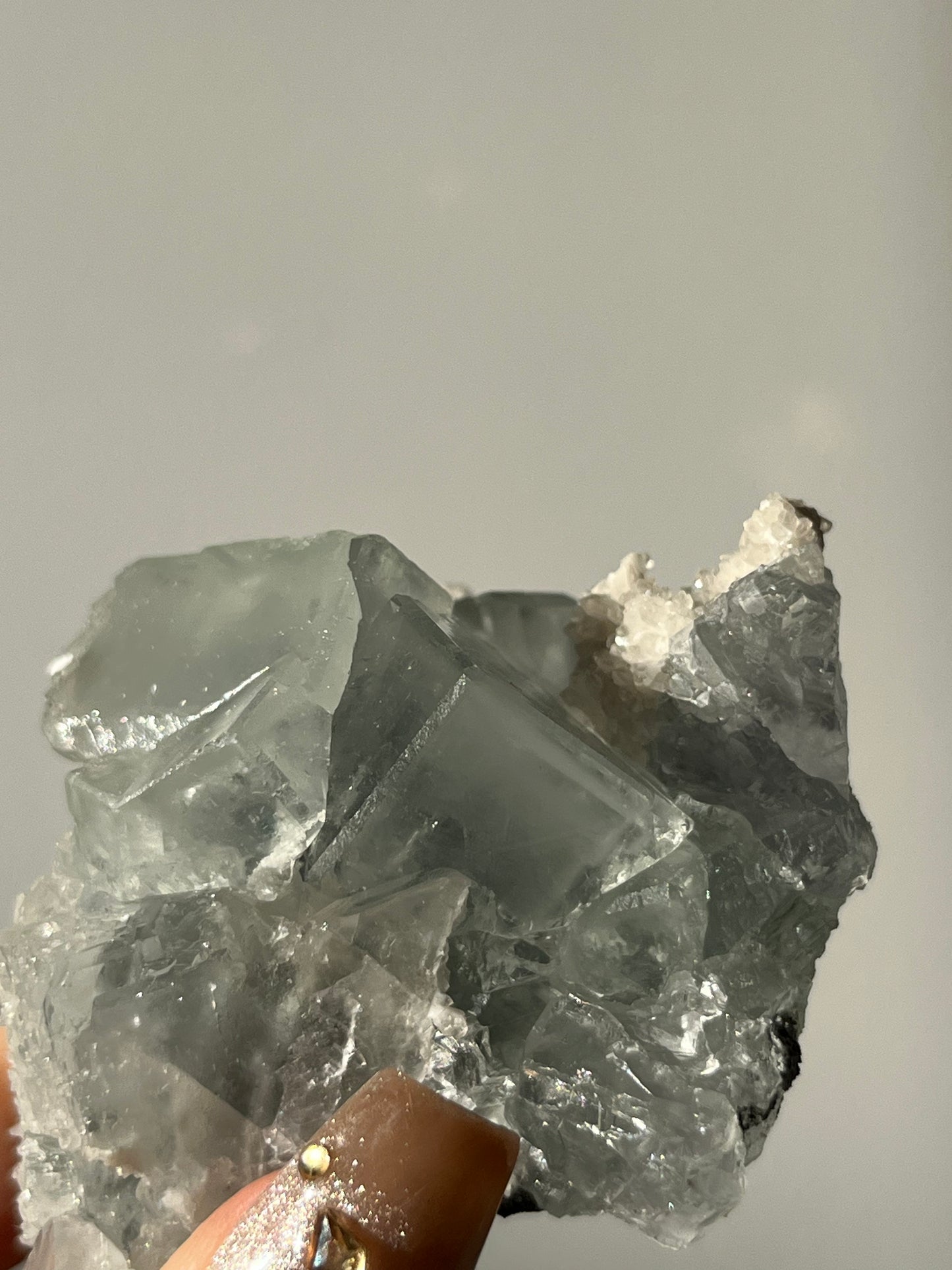 Druzy Quartz Coated Green Fluorite Specimen H