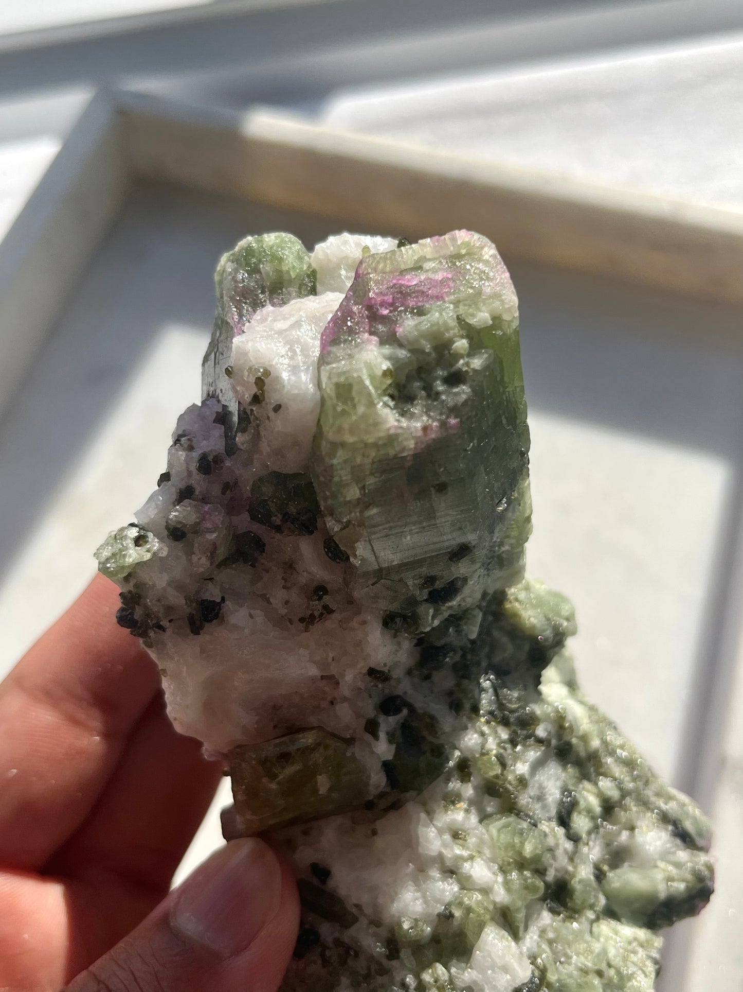Diopside Specimen w/Pink Sodalite & Muscovite on Marble Matrix #4
