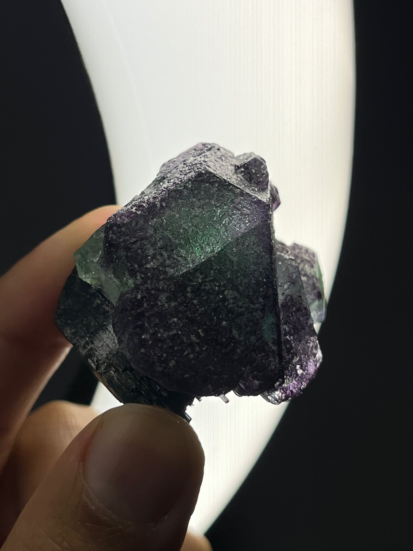 Purple Green Erongo Fluorite with Tourmaline Specimen A