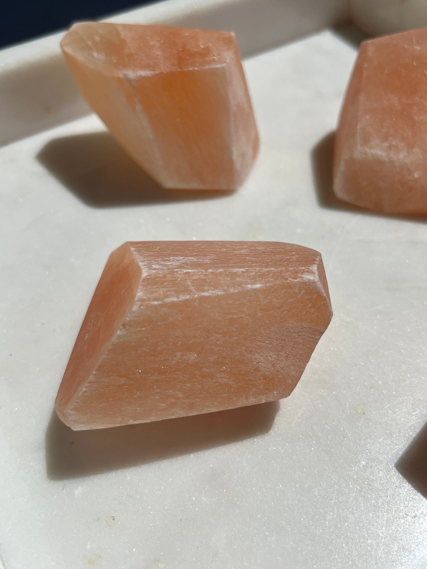 Peach Selenite Faceted Freeform