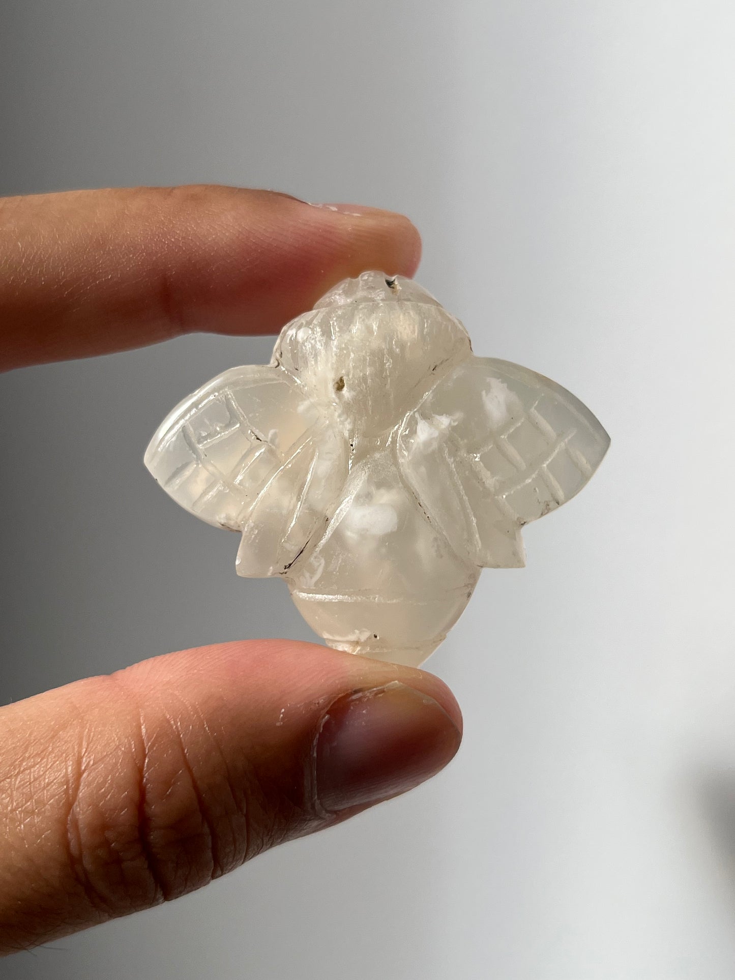 Flower Chalcedony Bee Carving (You Choose)