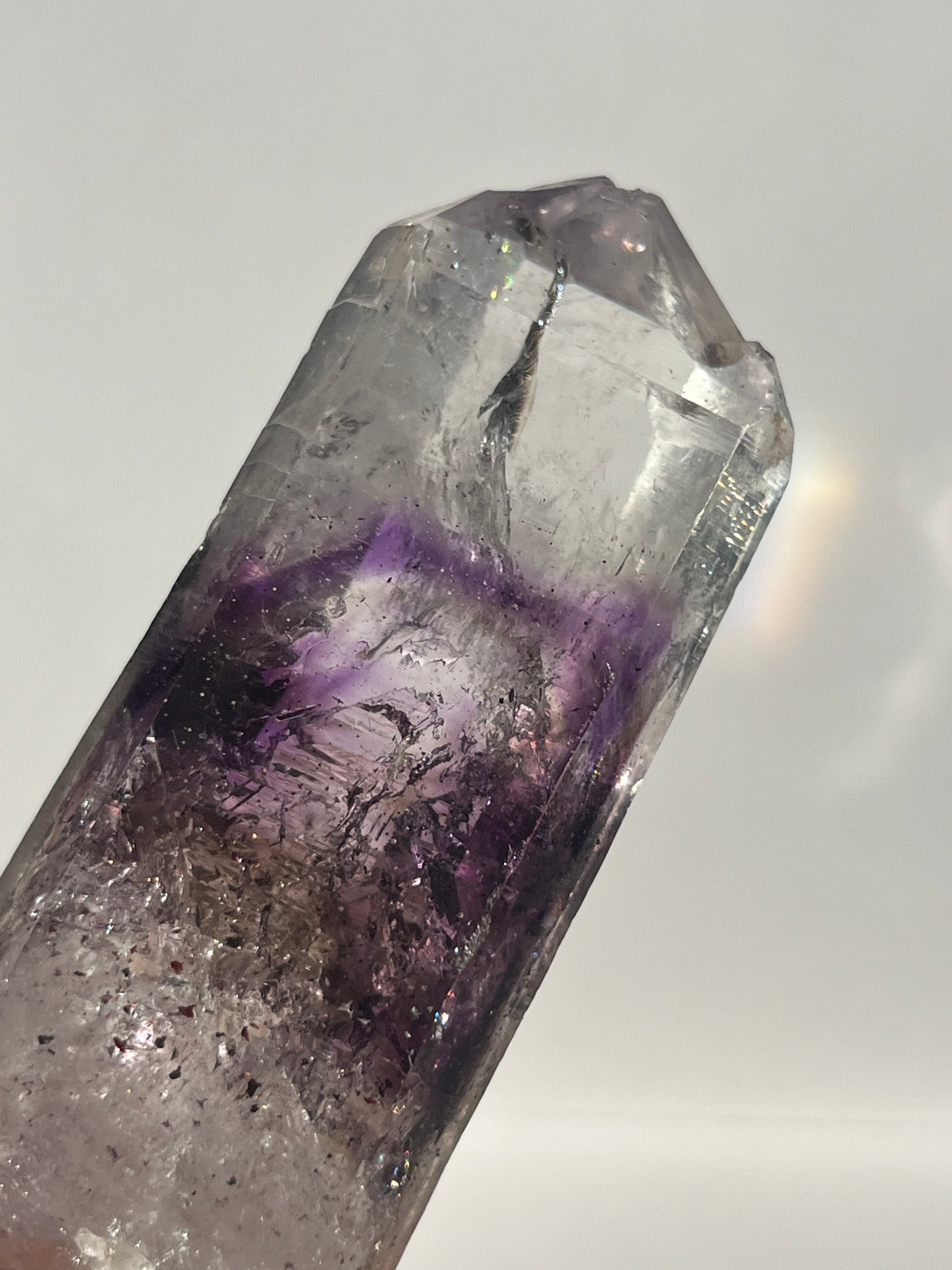 Phantom Amethyst Quartz with Analcime and Harlequin Hematite Inclusions Specimen B