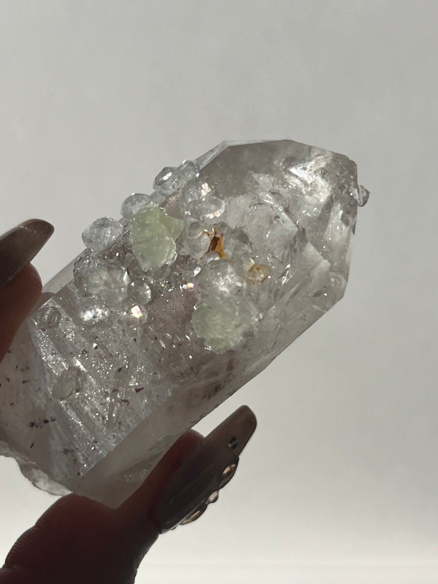 Quartz with Analcime & Prehnite Coating Specimen E