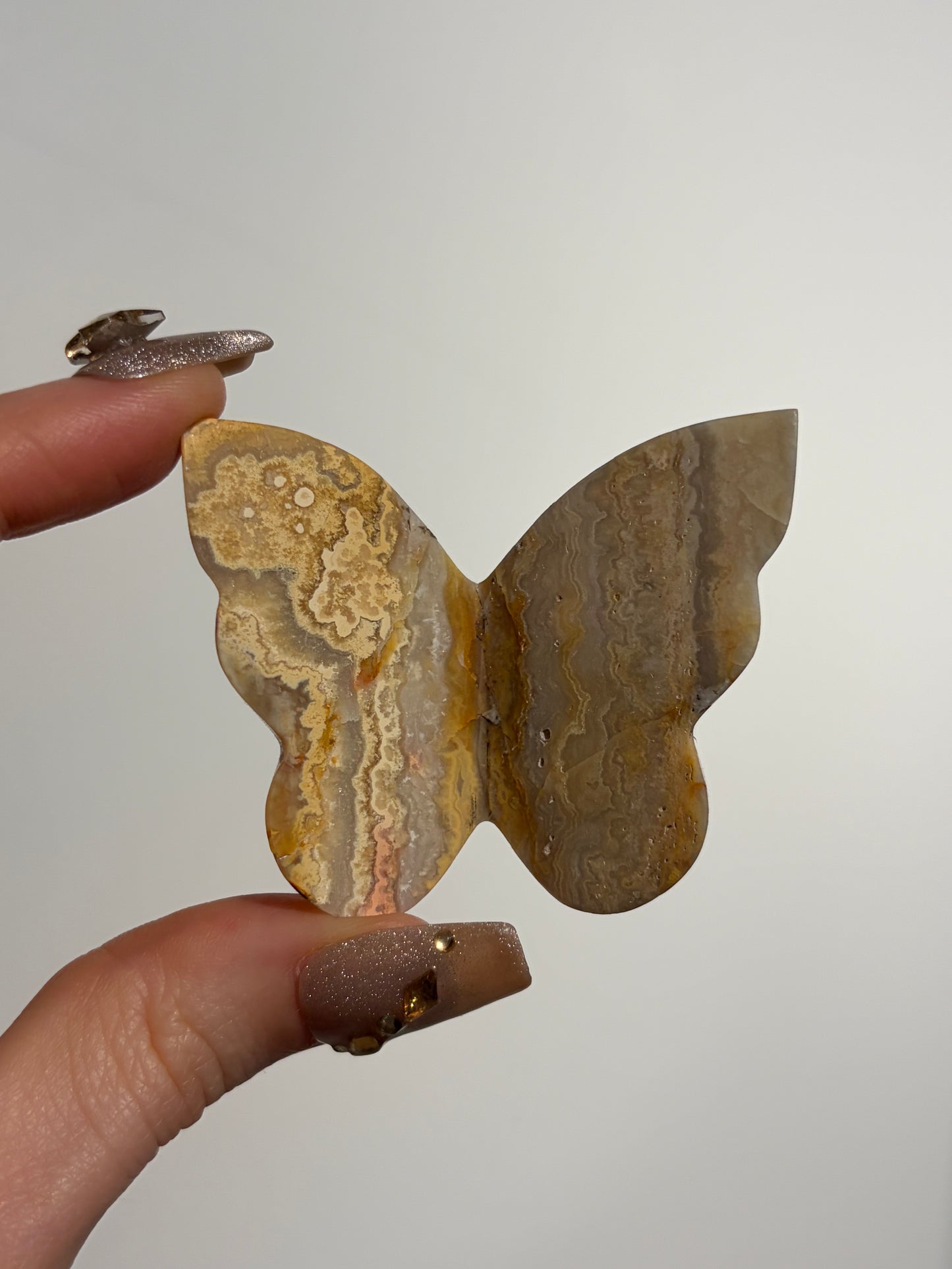 Golden Lace Agate 3D Butterfly Carving (Perfectly Imperfect)