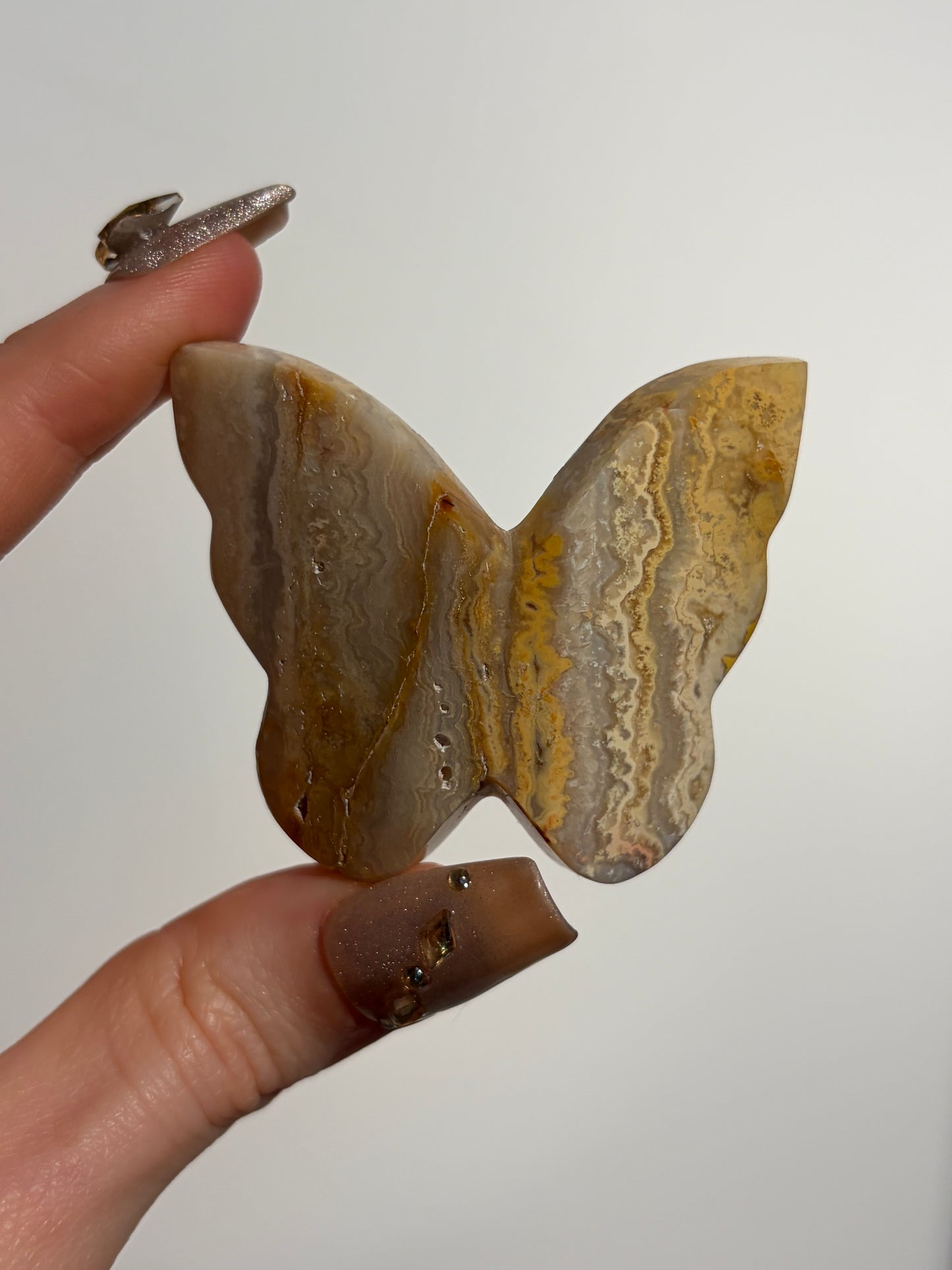 Golden Lace Agate 3D Butterfly Carving (Perfectly Imperfect)