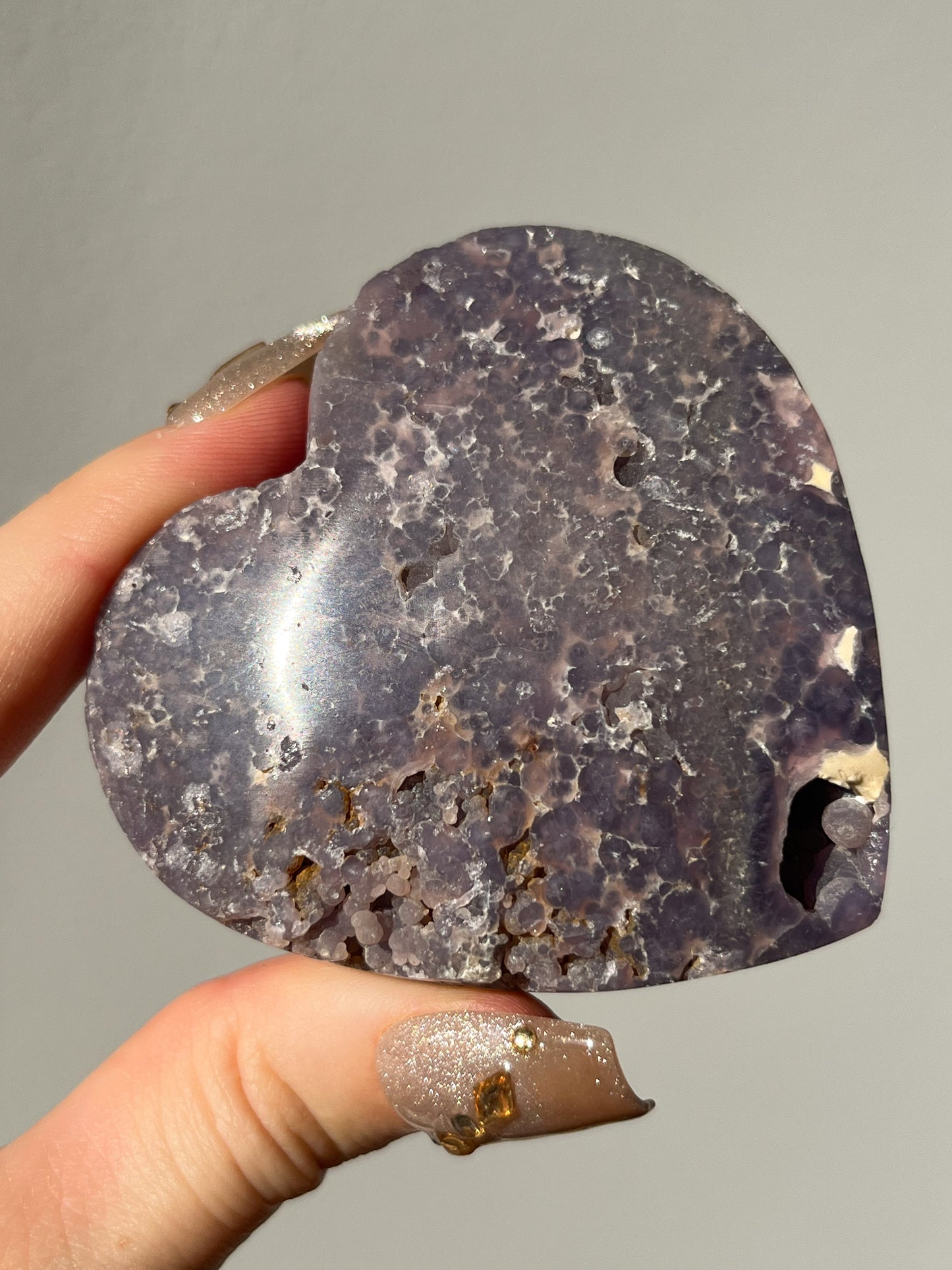 Grape Agate Heart Carving #A